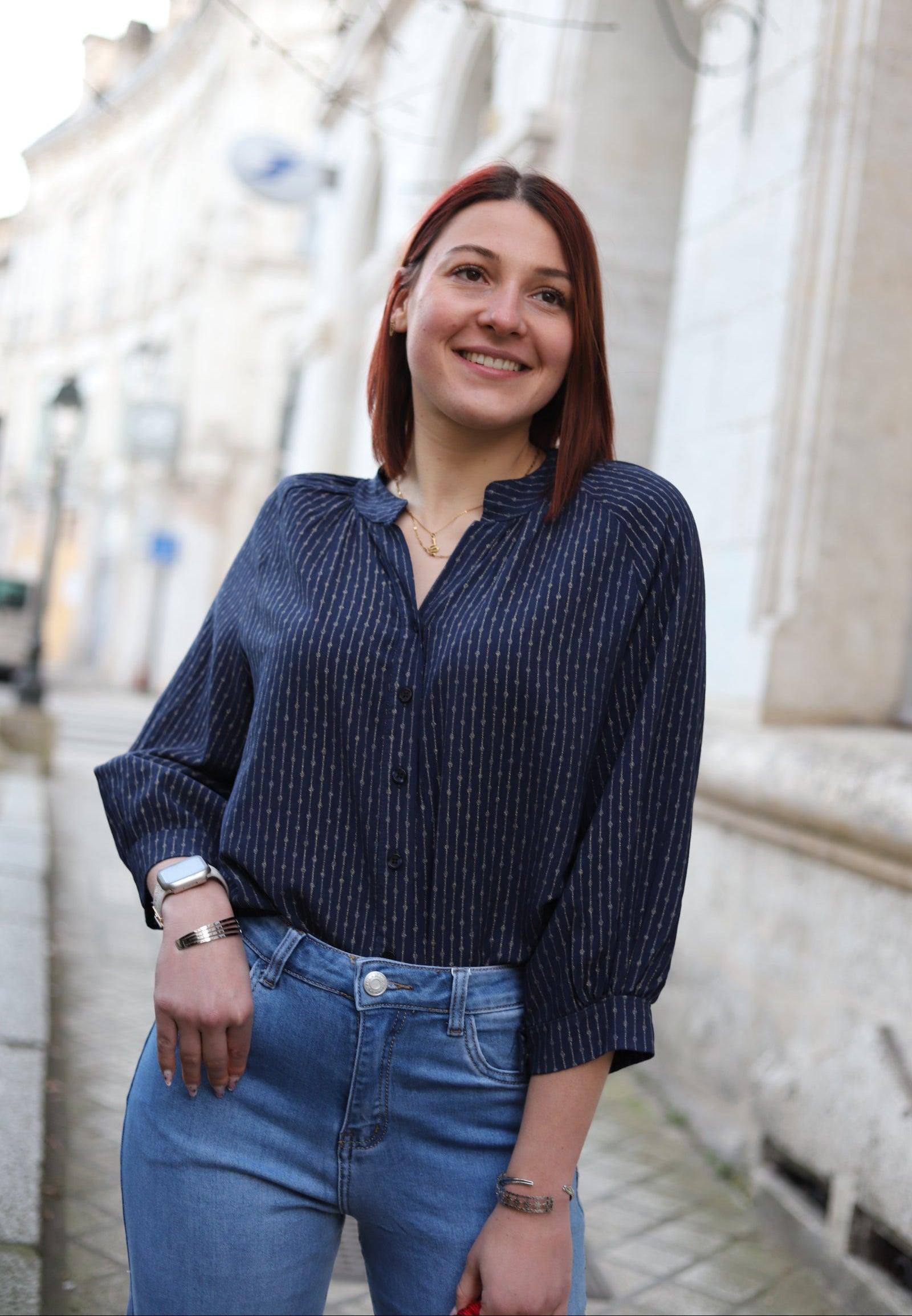 Chemise Fluide Femme à Rayures Dorées - beautifulshop