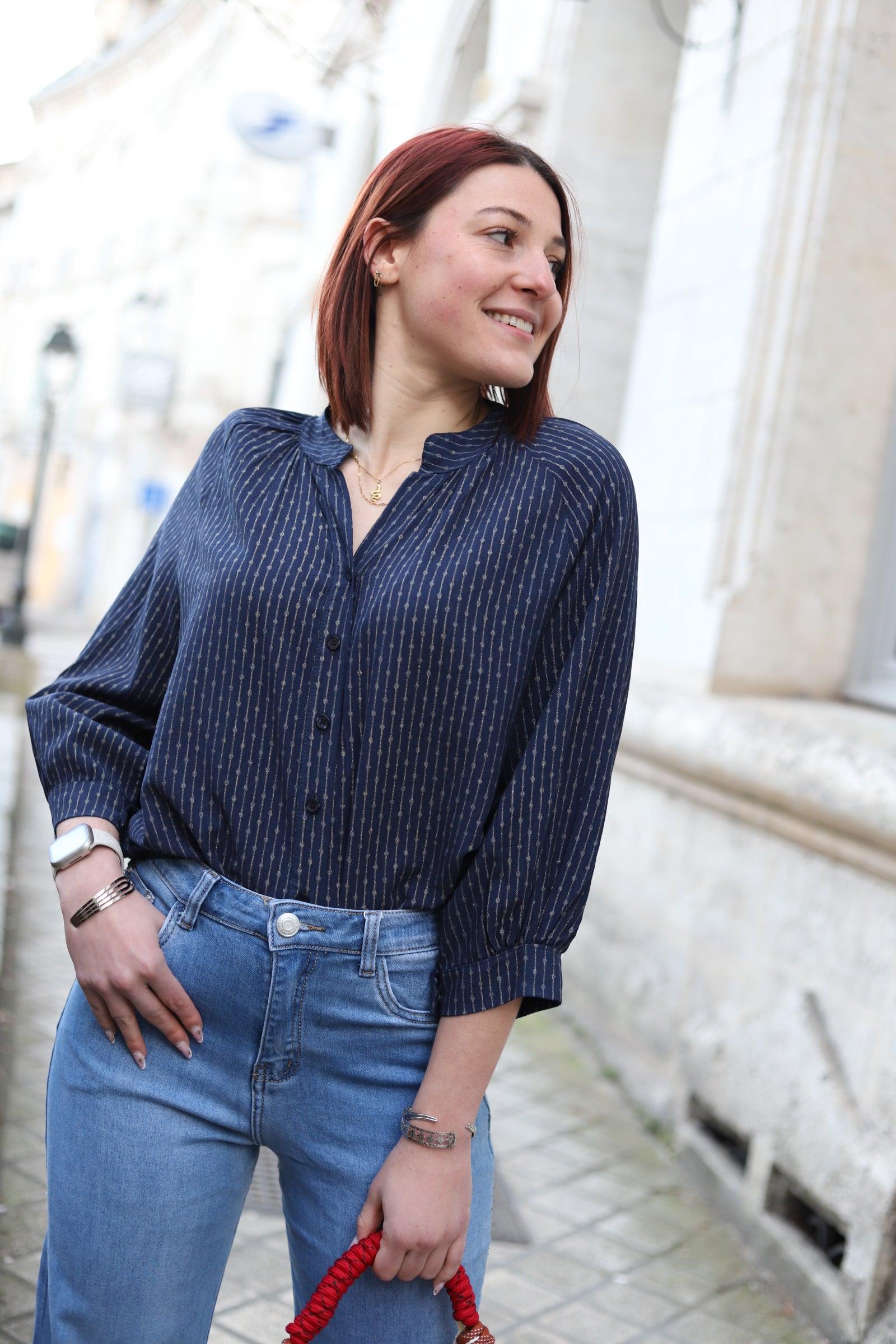 Chemise Fluide Femme à Rayures Dorées - beautifulshop