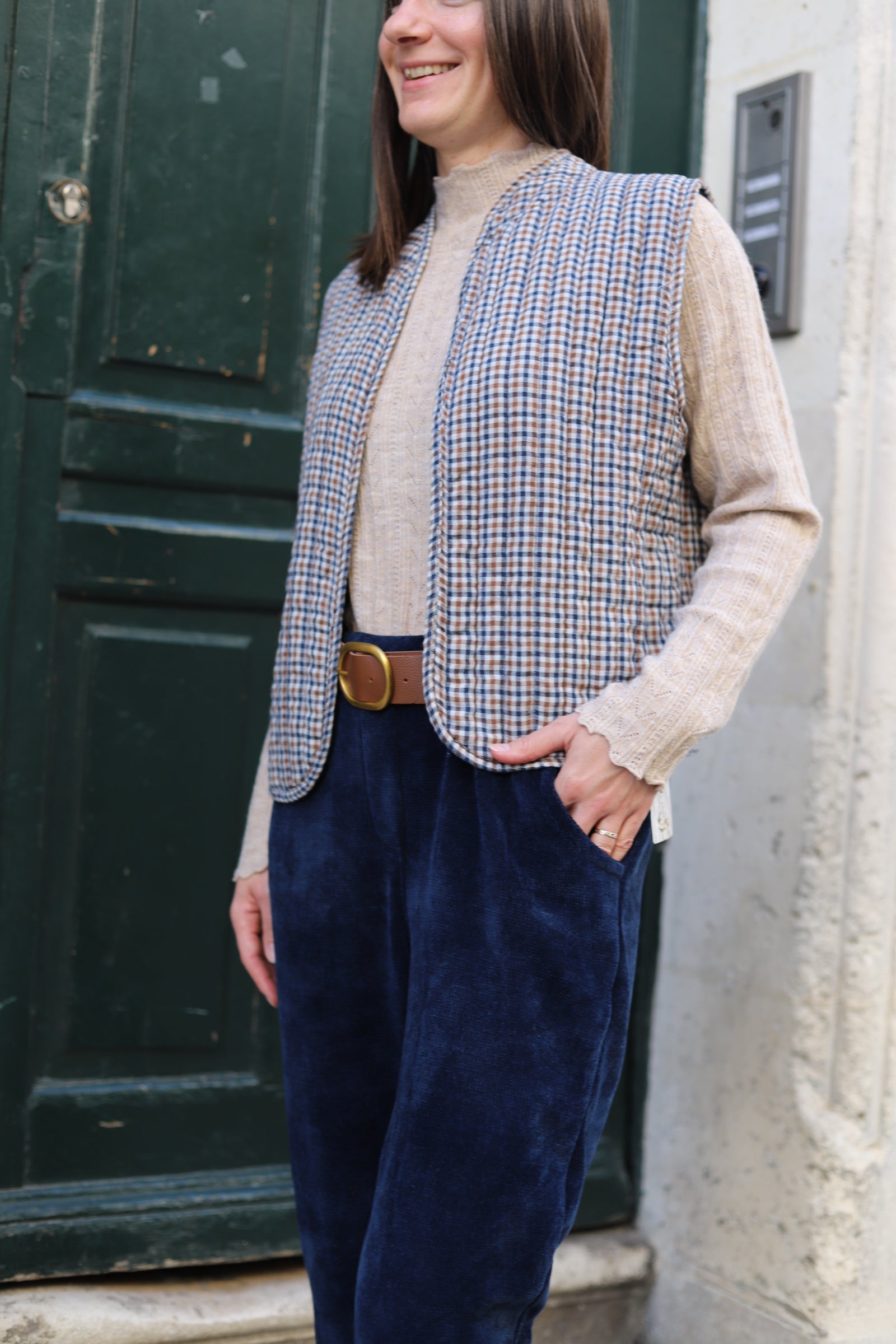 Pantalon en Velours Bleu Marine avec Ceinture – Élégance & Confort Made in Italy