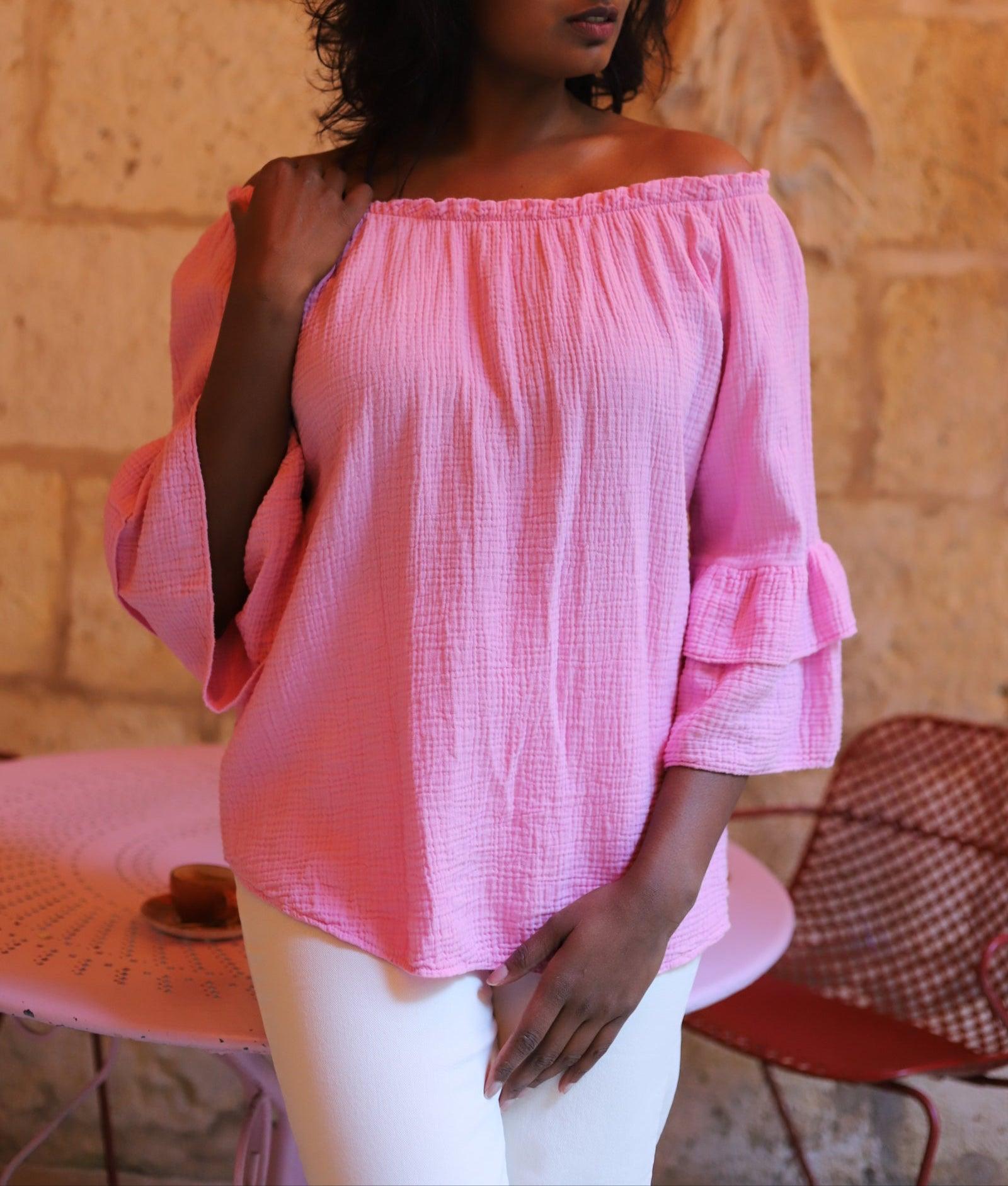 Blouse Femme Épaules Dénudées – Élégance et Confort en 100% Coton - beautifulshop - boutique femme sur Angoulême