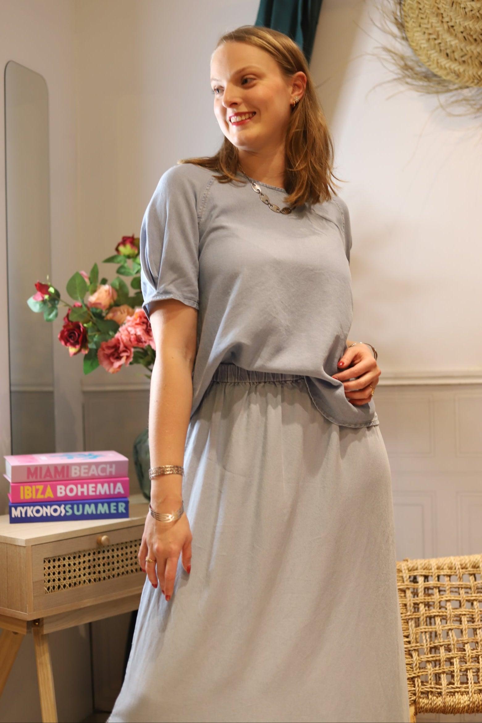 Blouse en Jean Manches Courtes - beautifulshop - boutique mode femme sur Angoulême