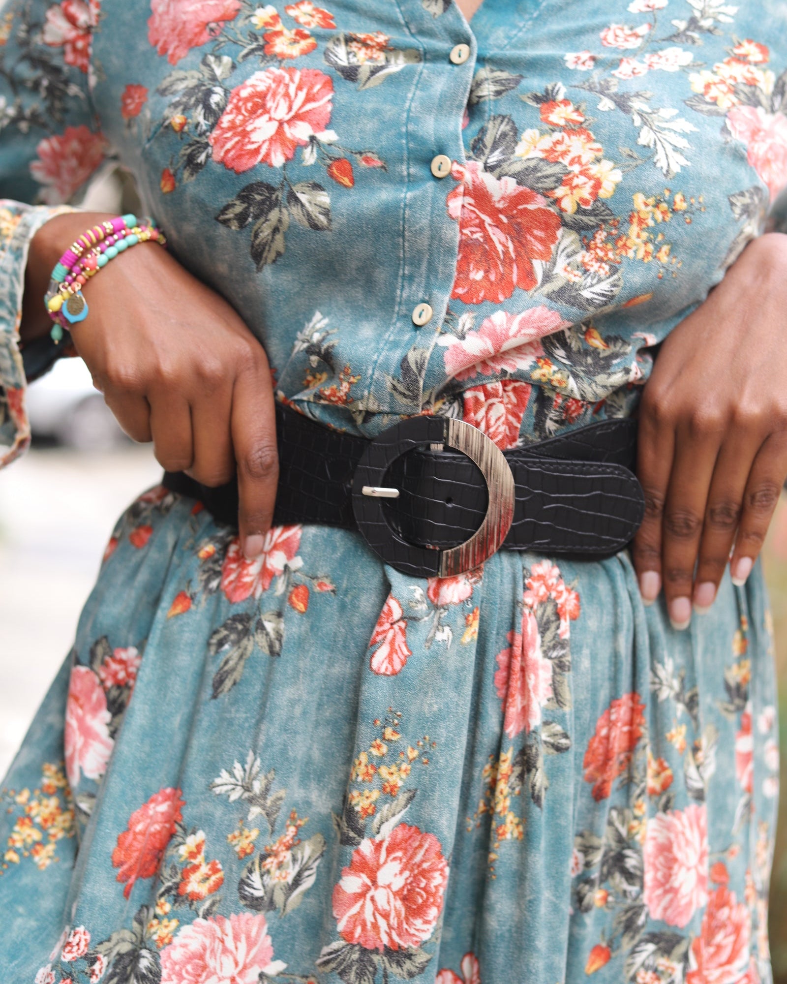 Ceinture large noire élastique avec boucle – Beautiful Shop