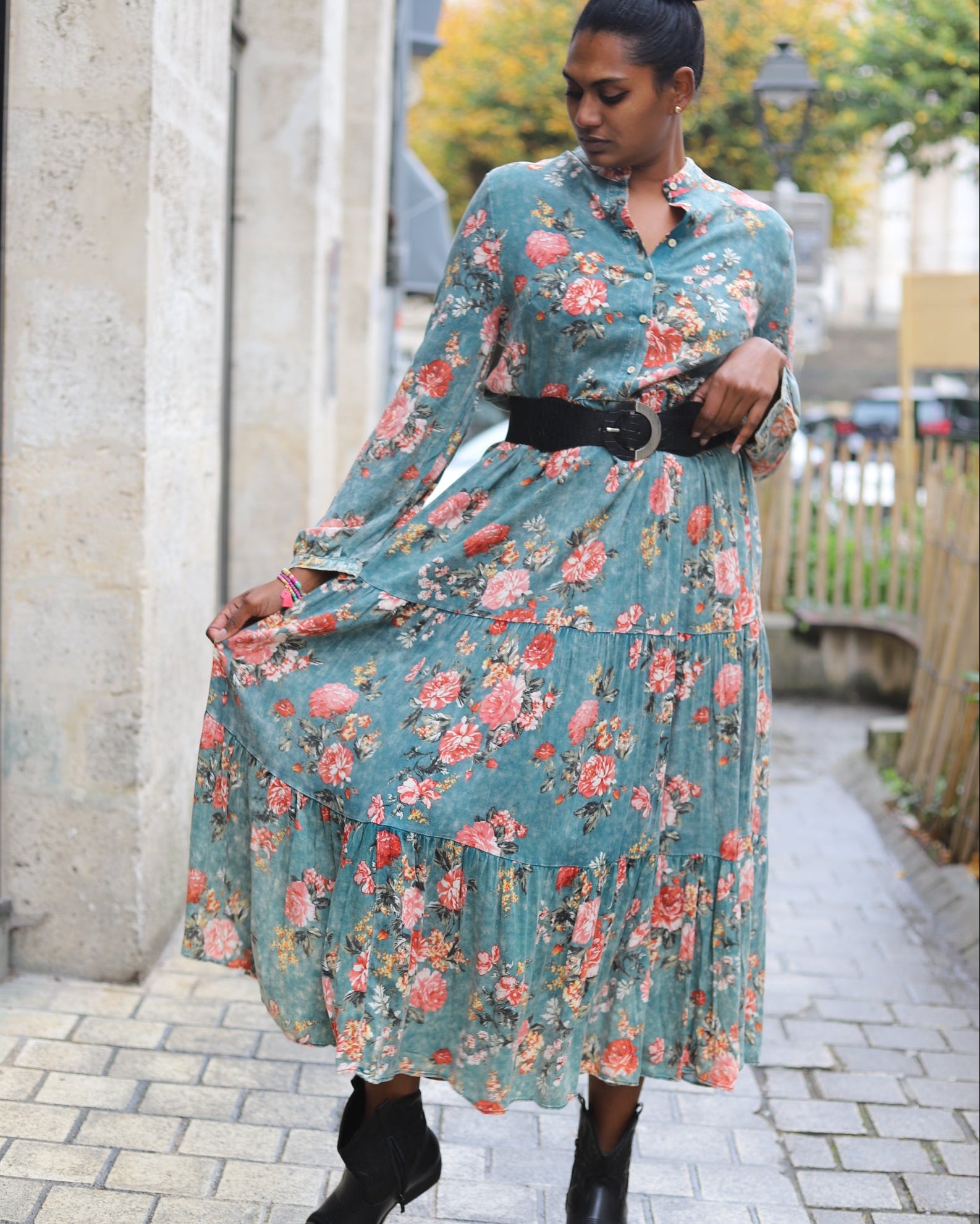 Robe Longue Chemise Imprimée Fleurie – beautifulshop