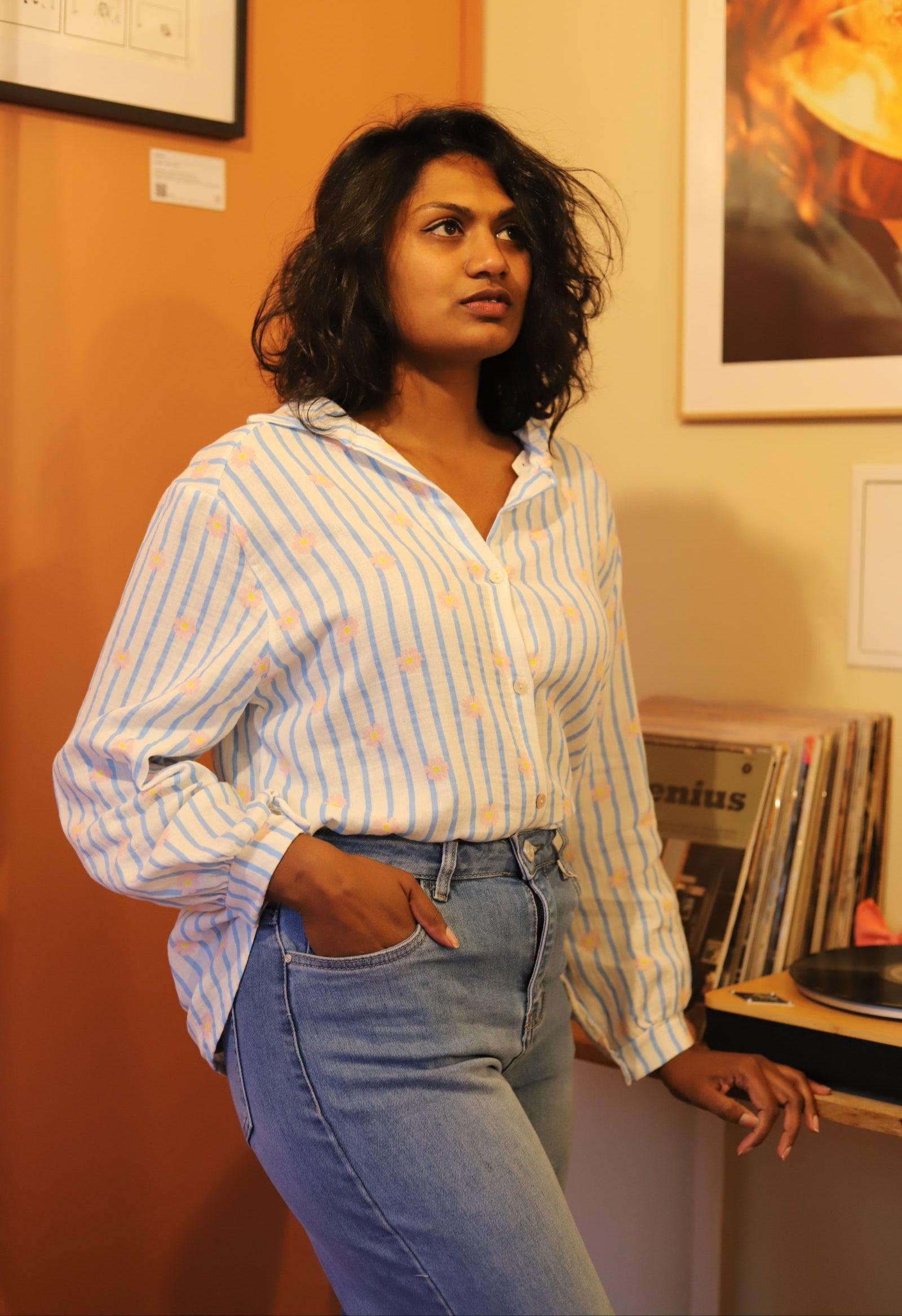 Chemise Femme en Gaze de Coton – Motifs Fleuris - beautifulshop - boutique en Poitou Charente