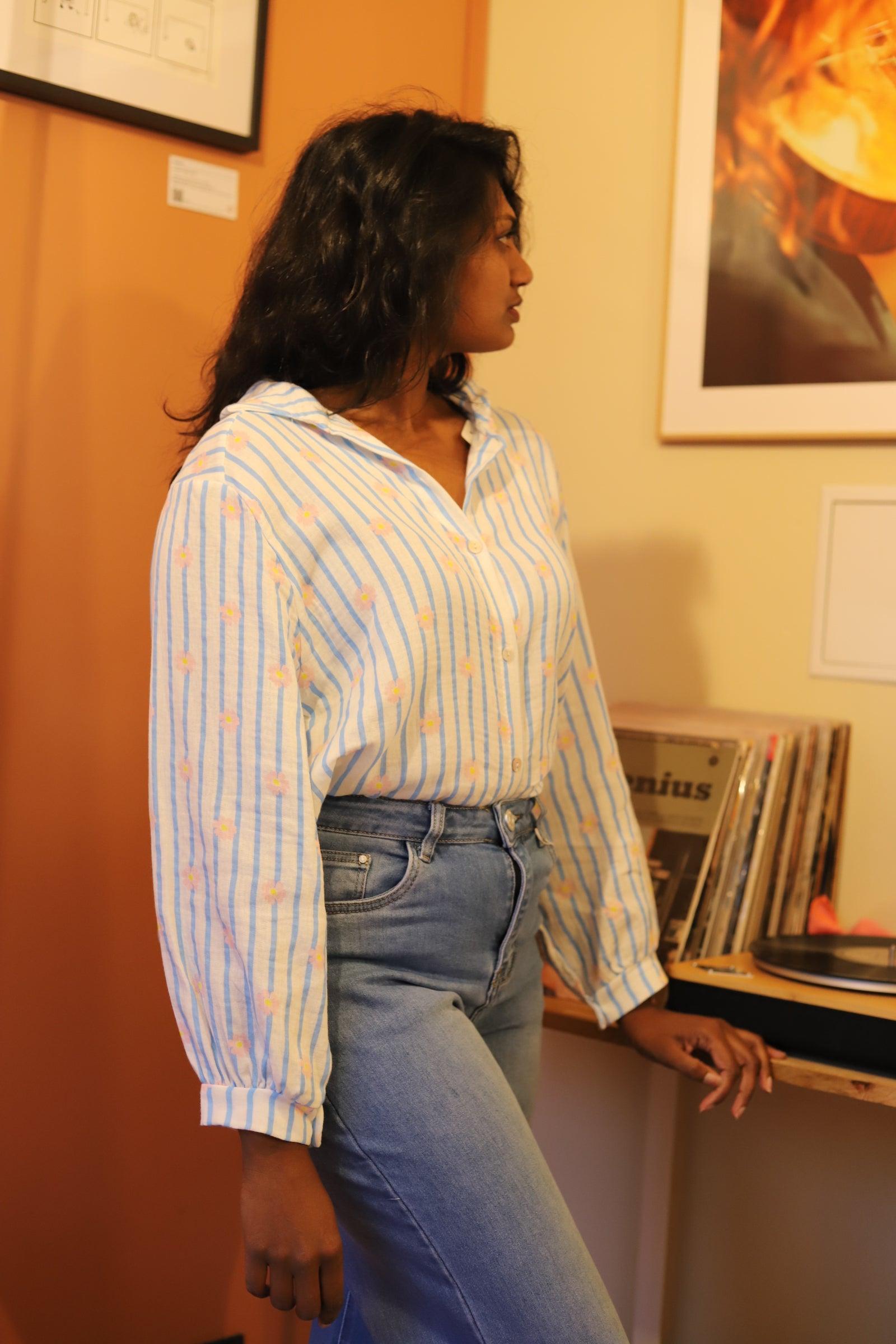 Chemise Femme en Gaze de Coton – Motifs Fleuris - beautifulshop - boutique en Poitou Charente