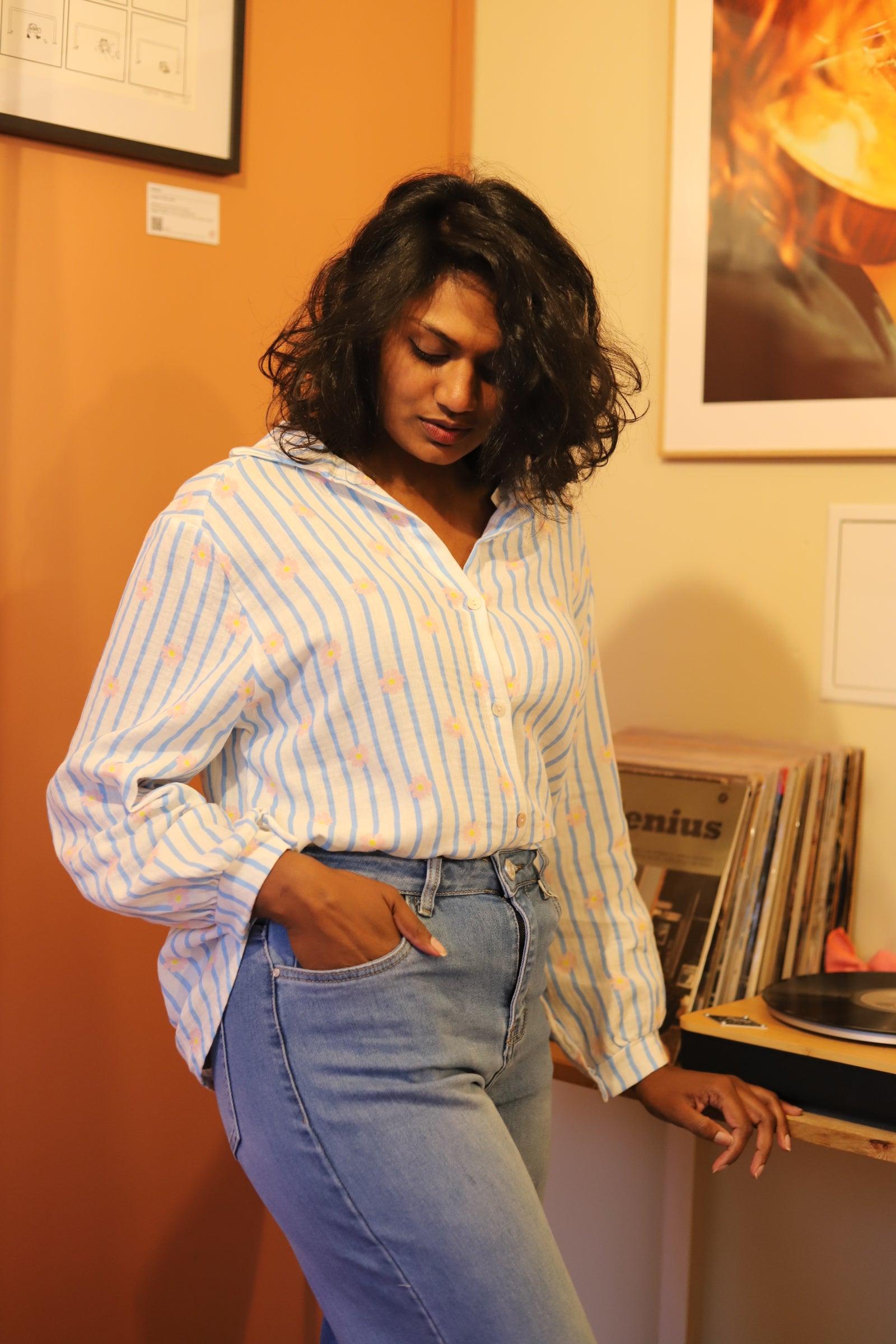 Chemise Femme en Gaze de Coton – Motifs Fleuris - beautifulshop - boutique en Poitou Charente