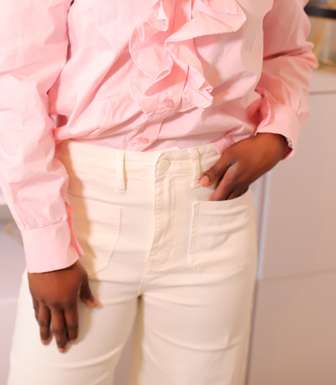 Chemisier Rose Poudré à Volants