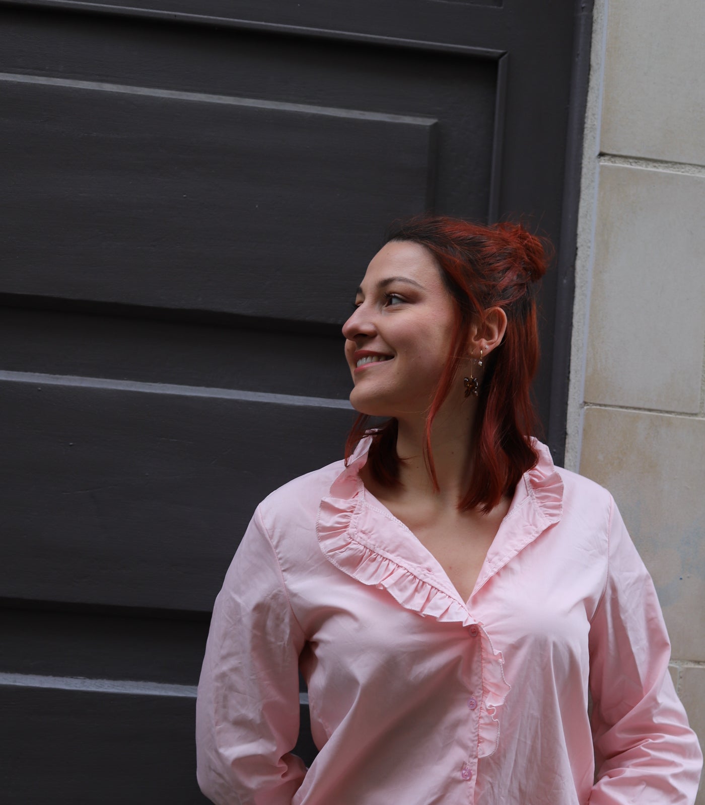 Chemisier Rose à Volants Plissés – Féminité Douce et Élégance Italienne