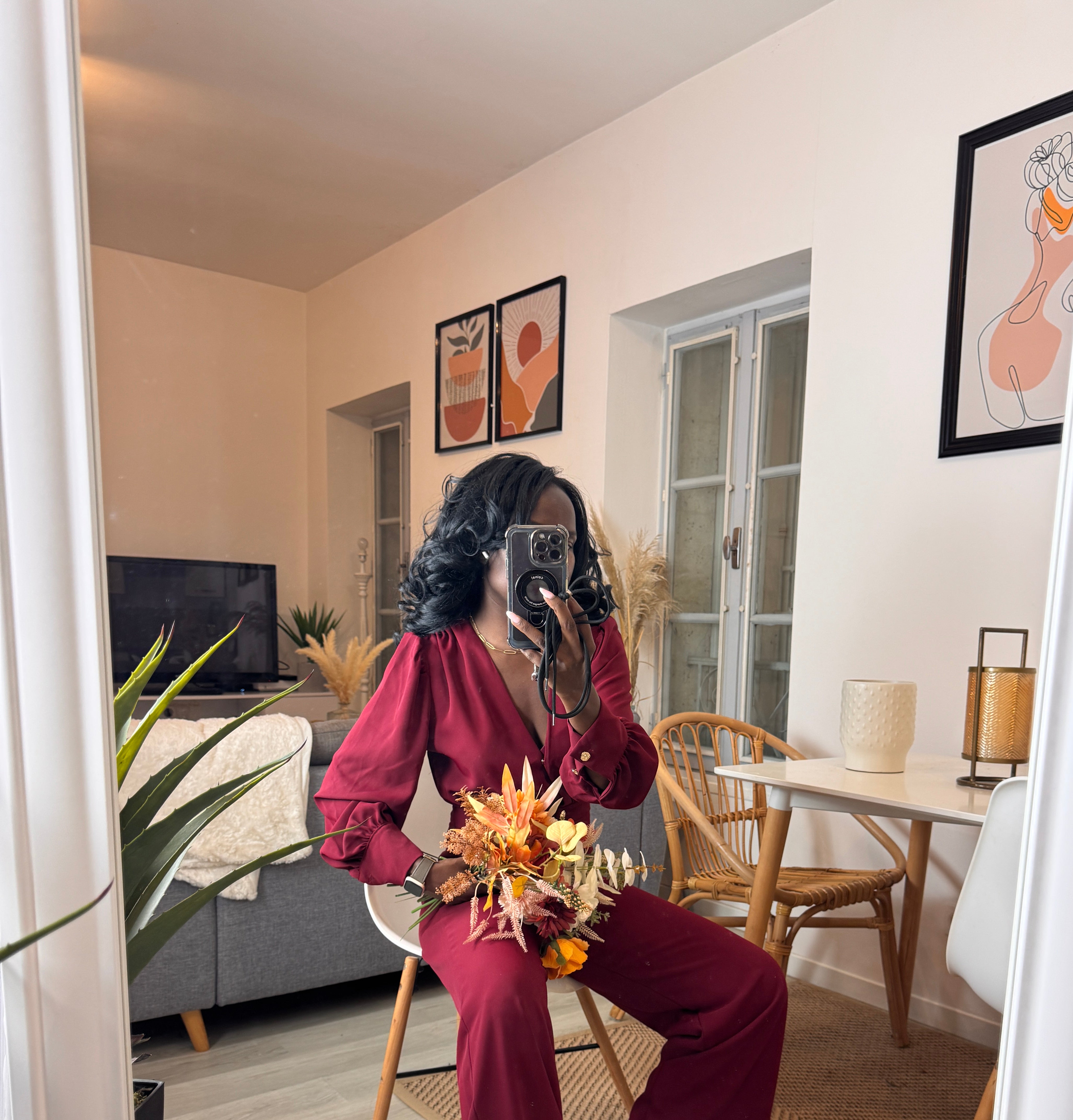 Combinaison Rouge Bordeaux Femme