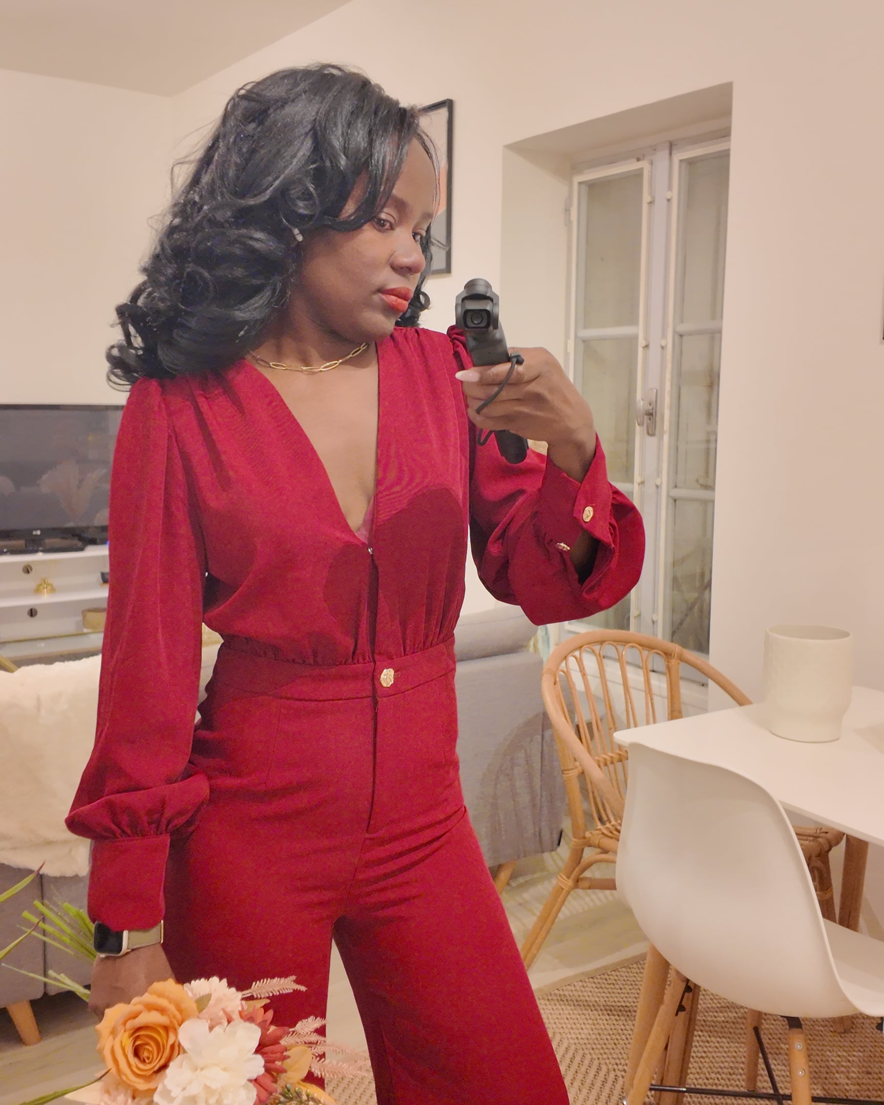 Combinaison Rouge Bordeaux Femme