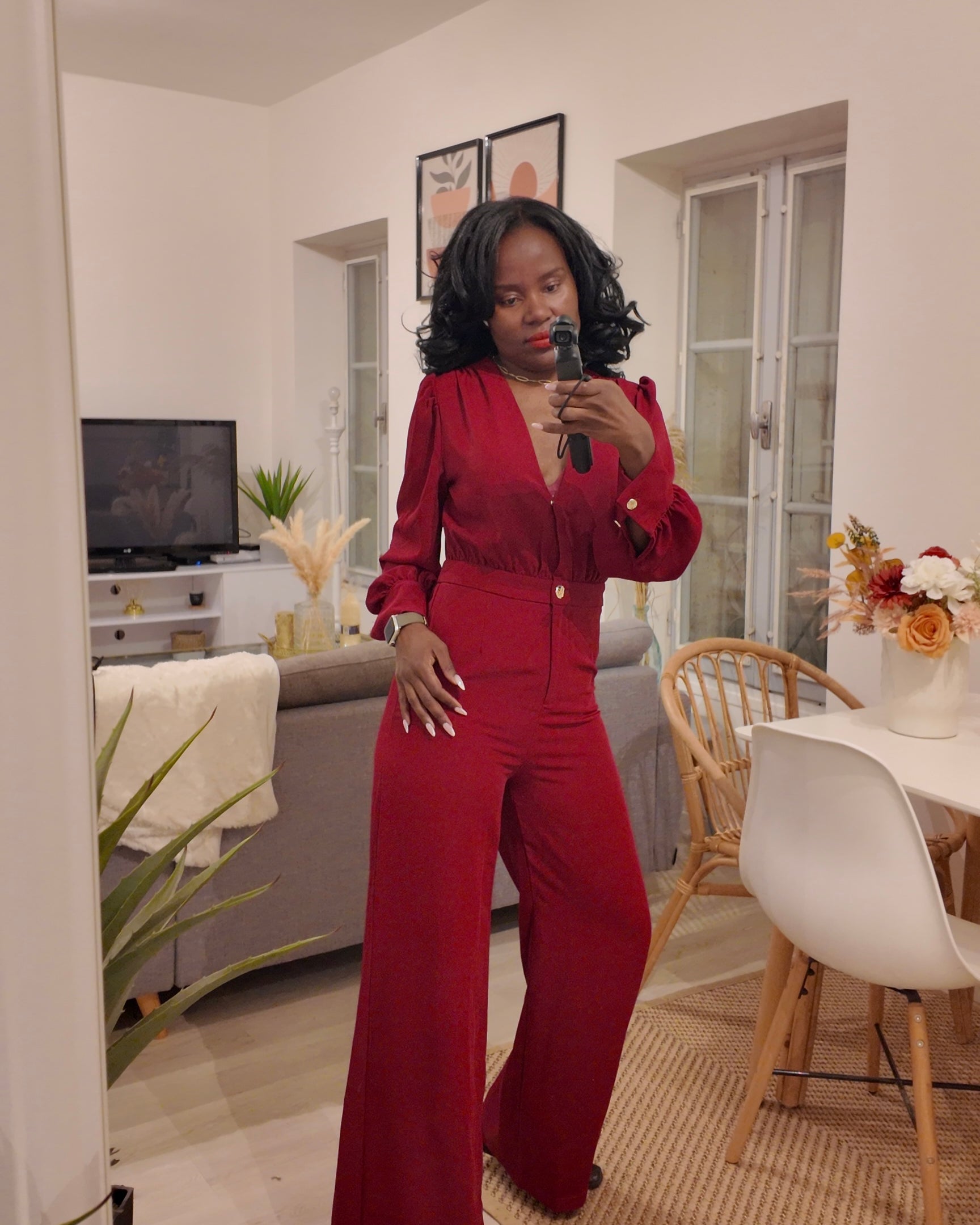 Combinaison Rouge Bordeaux Femme