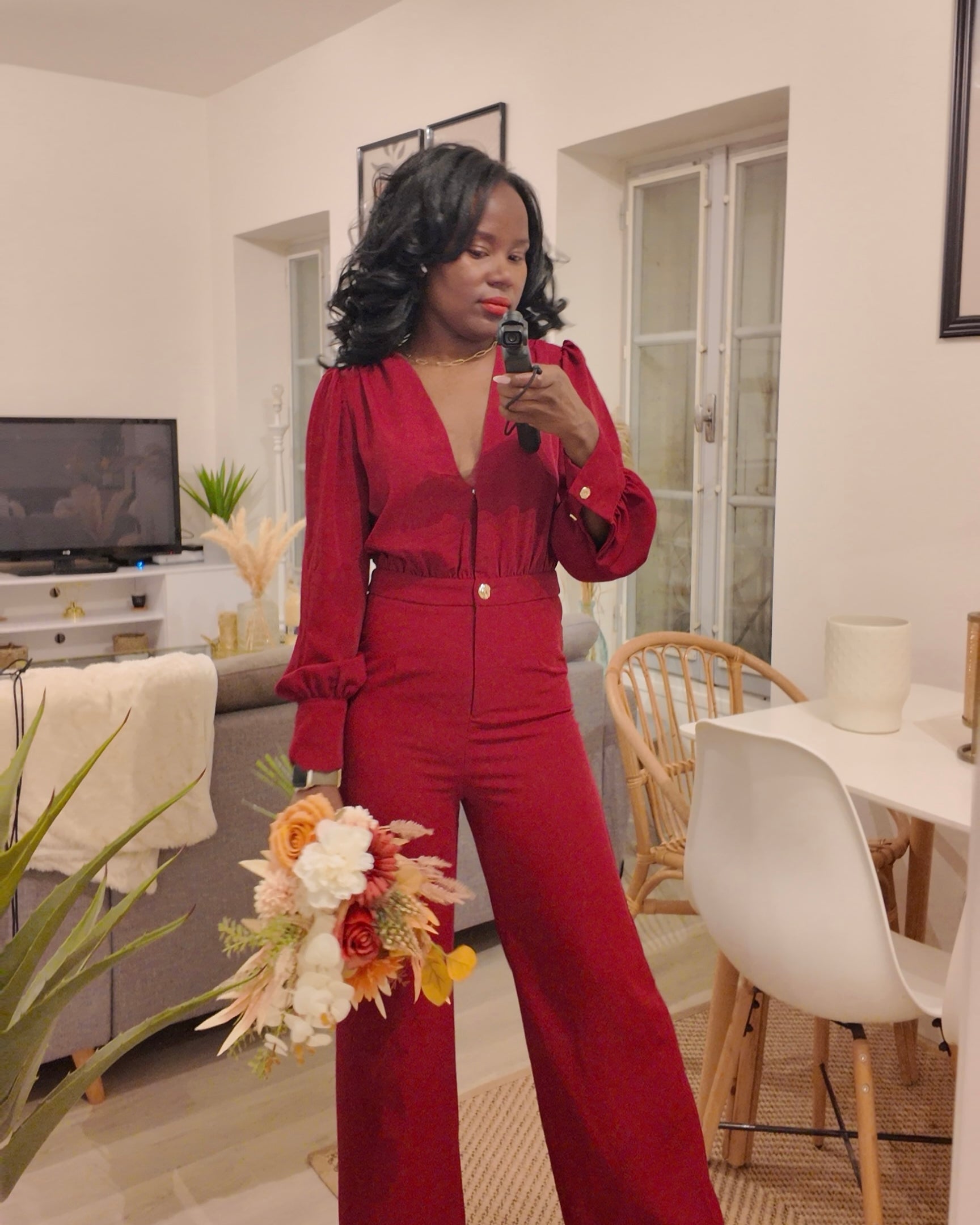 Combinaison Rouge Bordeaux Femme