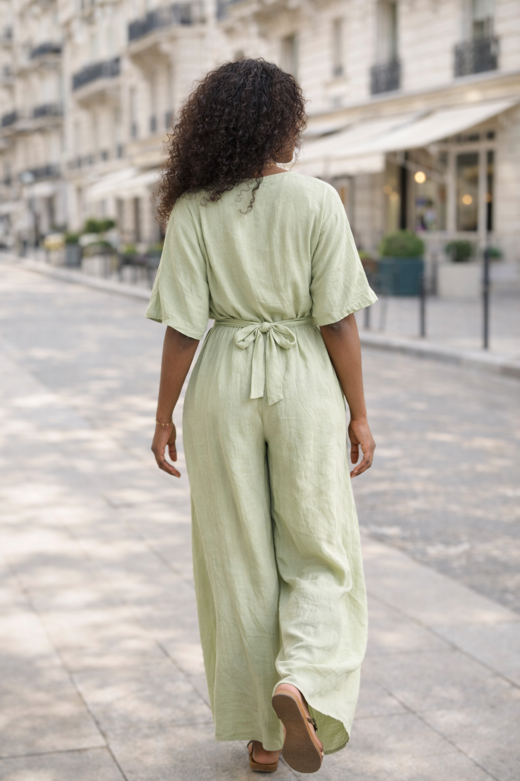 Combinaison fluide kaki femme cache-cœur