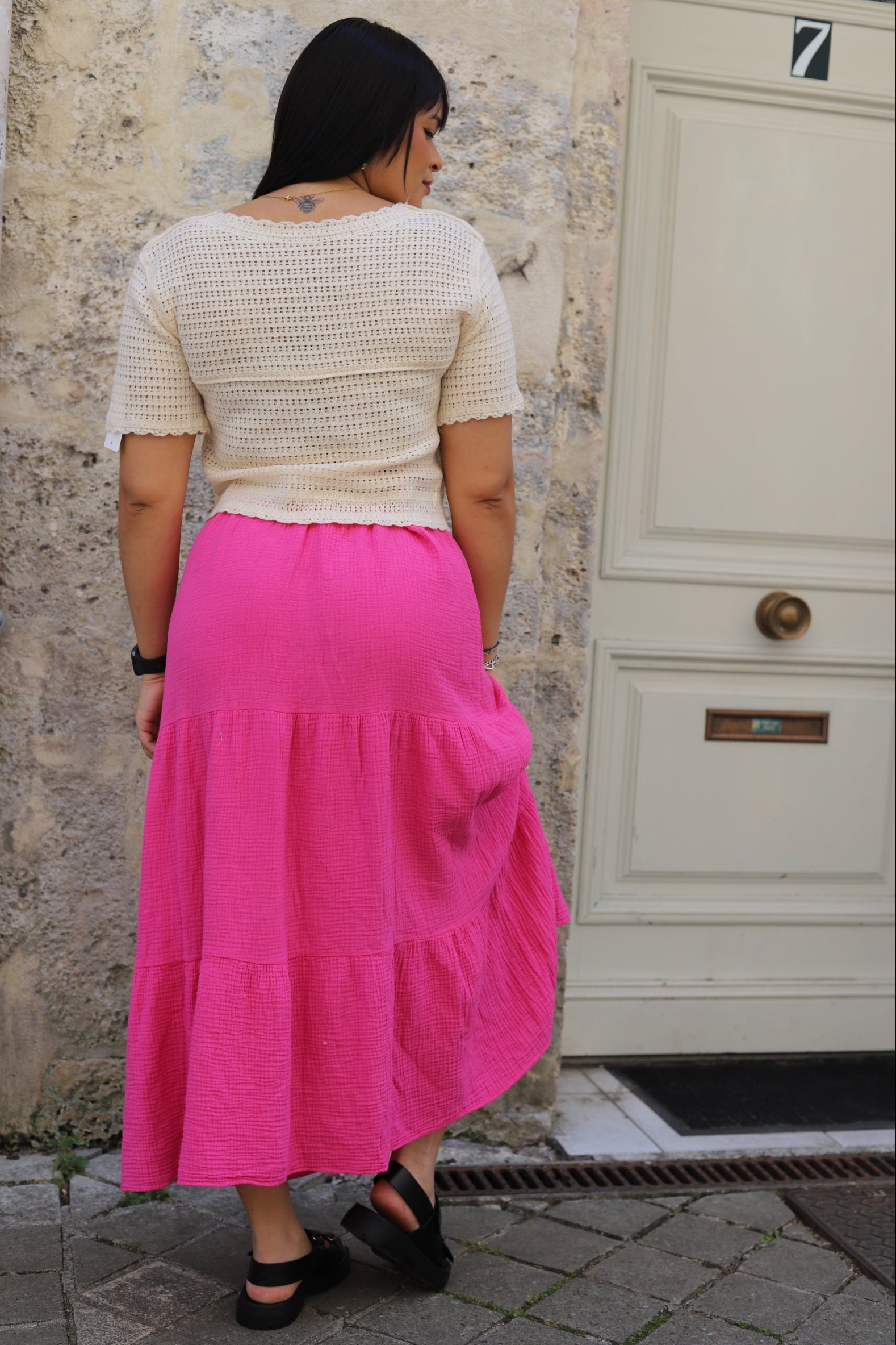 Gilet Crochet Fleuri – Style Bohème & Boutonné-beautifulshop