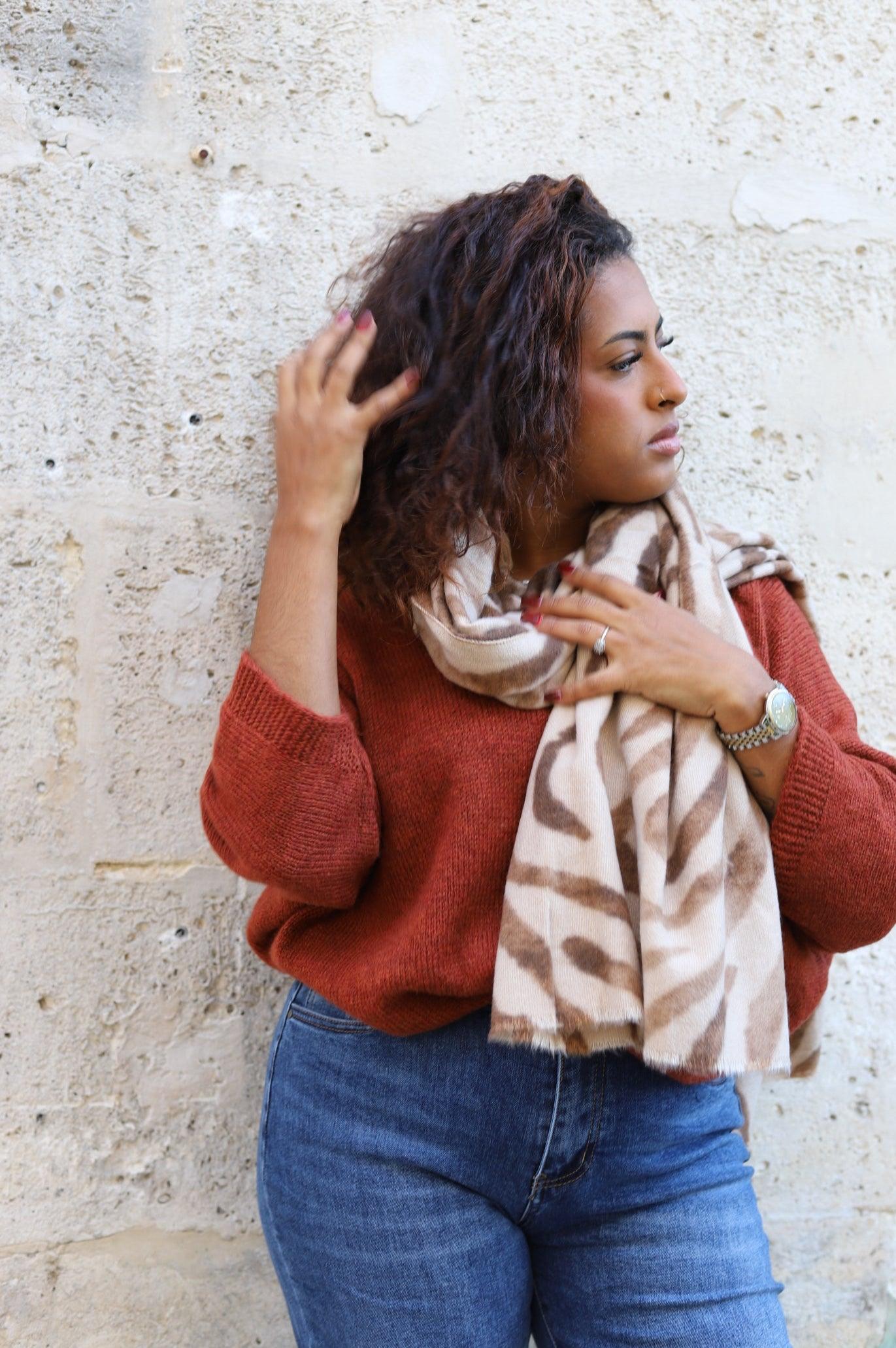 Écharpe Imprimé Animalier en Laine Douce - beautifulshop