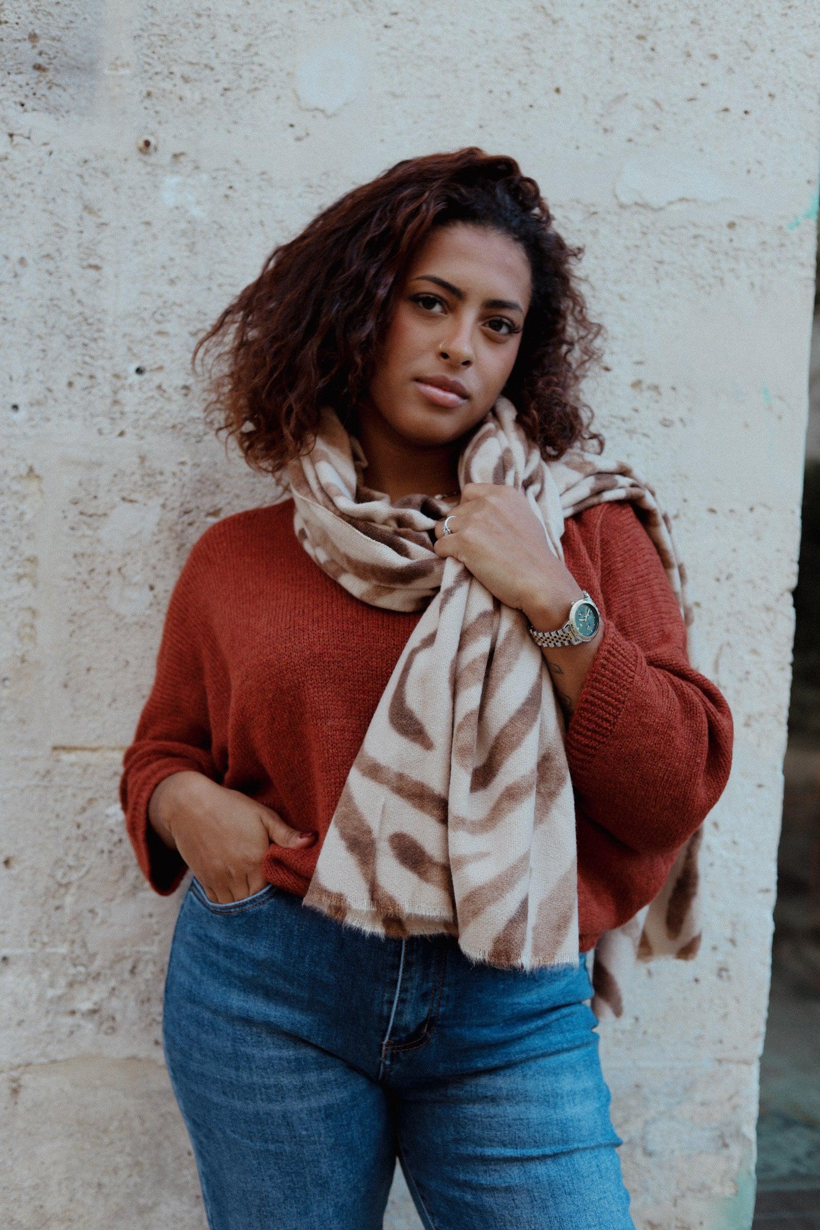 Écharpe Imprimé Animalier en Laine Douce - beautifulshop