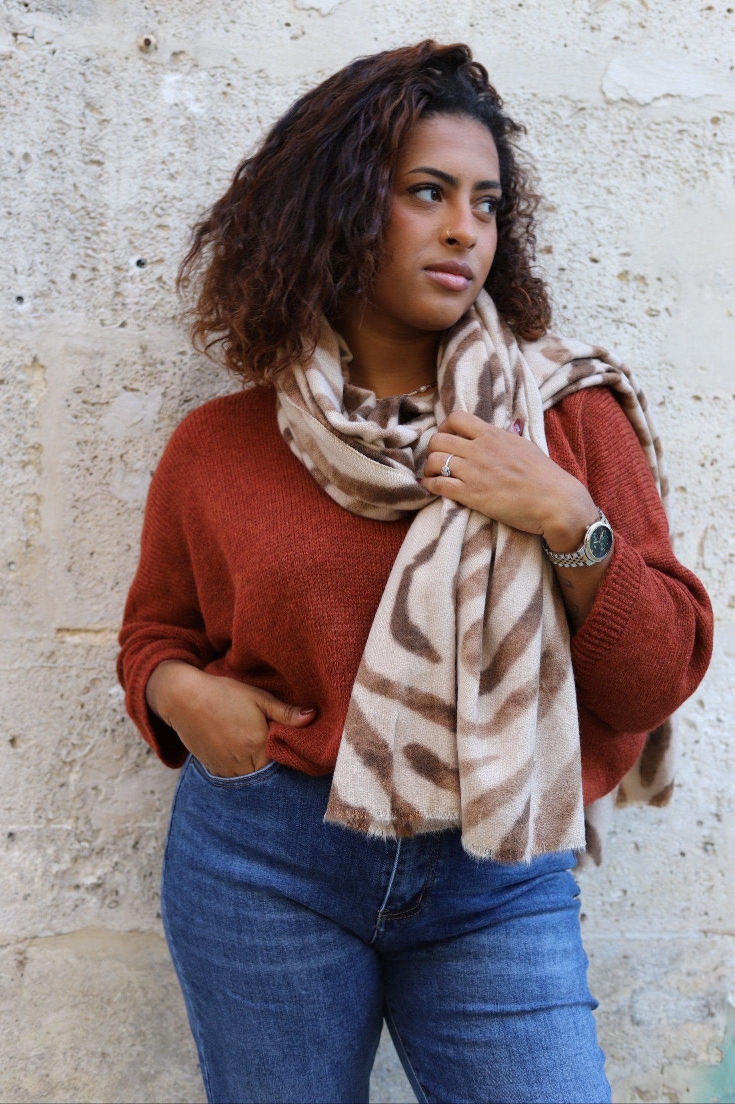 Écharpe Imprimé Animalier en Laine Douce - beautifulshop