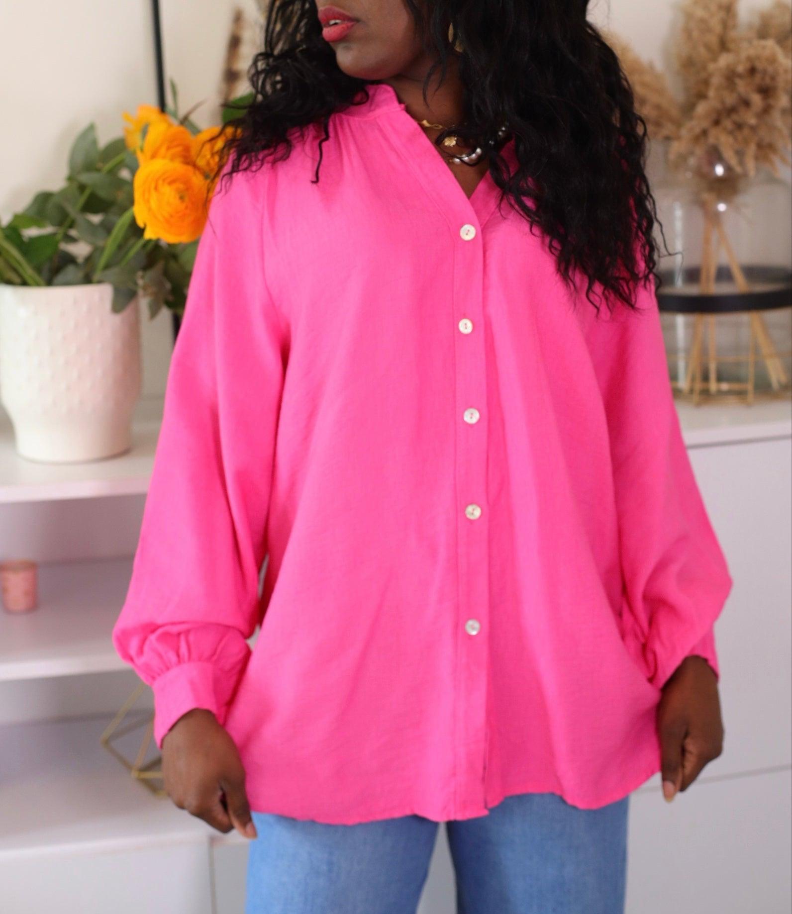 Chemise Fluide Femme en Crêpe fuchsia - beautifulshop - boutique de vêtements femme sur Angoulême