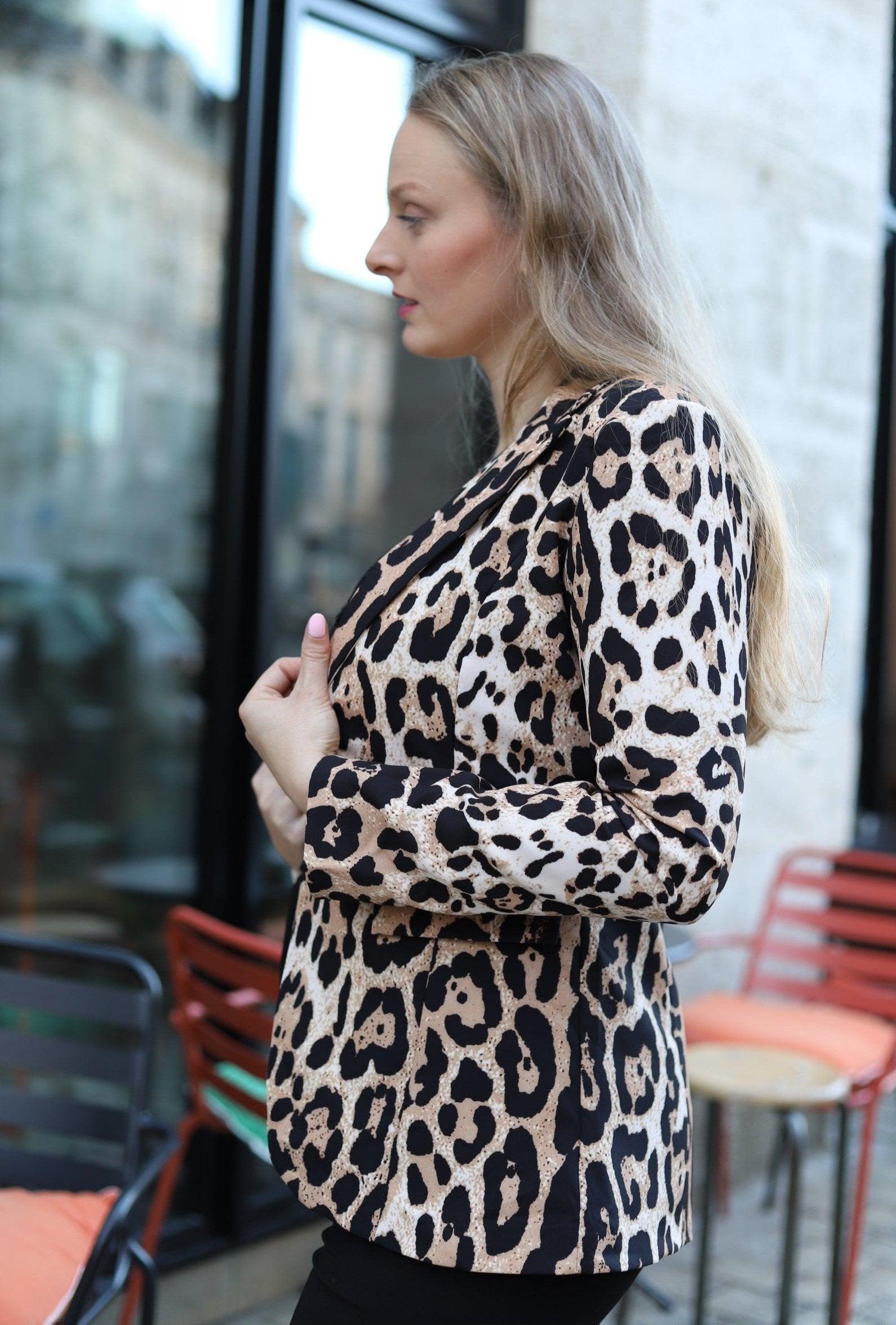 Blazer Imprimé Léopard Cintré - beautifulshop