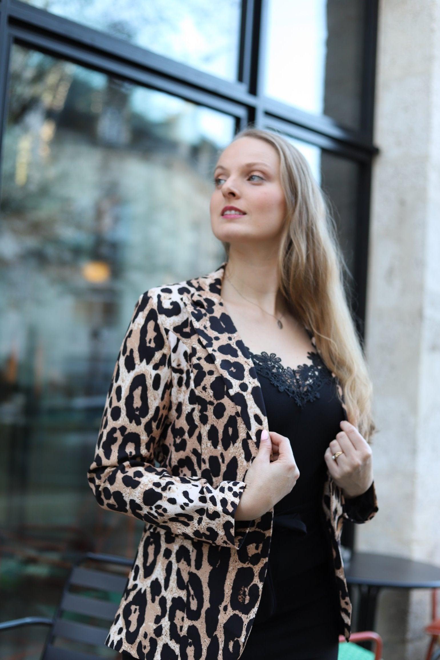 Blazer Imprimé Léopard Cintré - beautifulshop