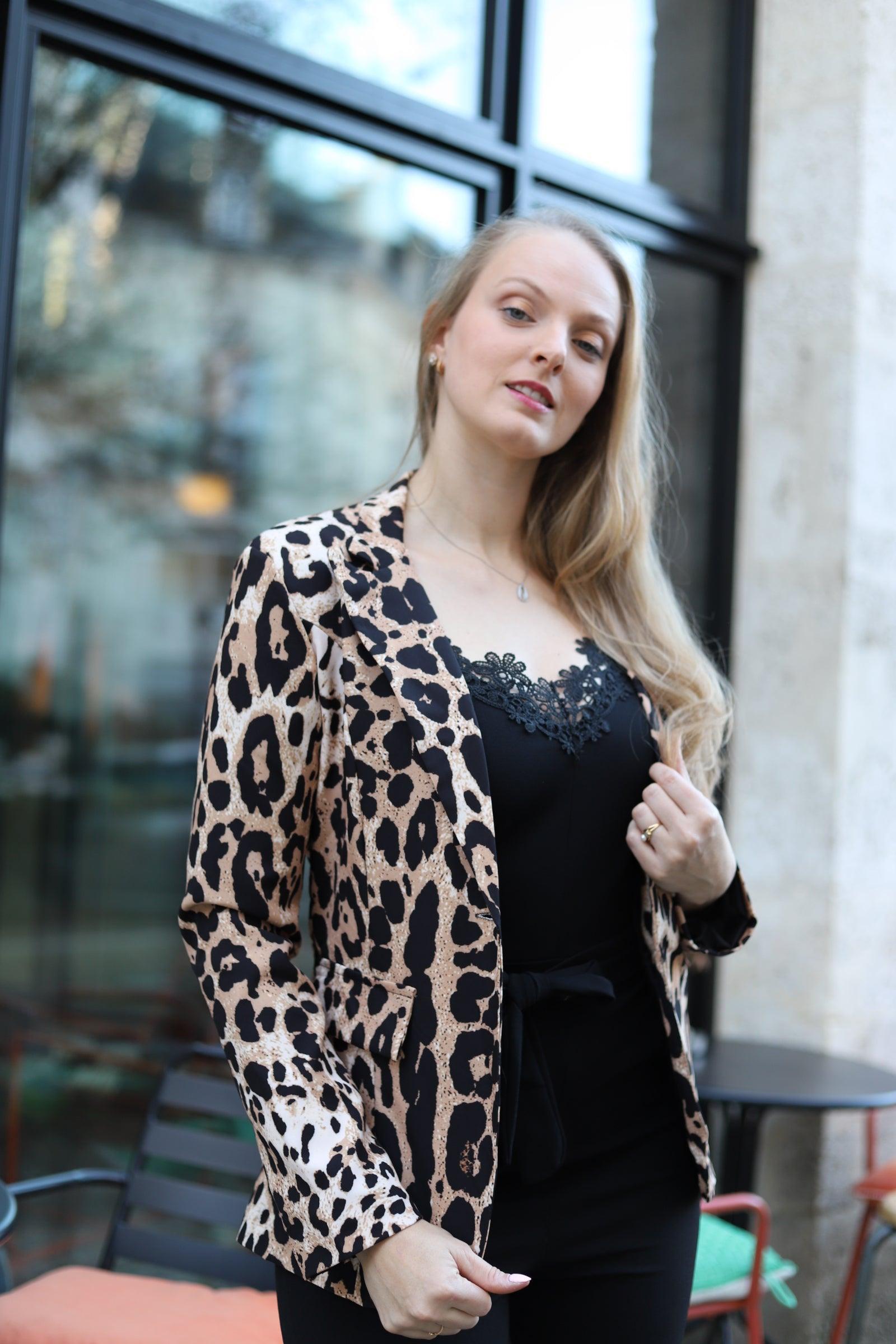 Blazer Imprimé Léopard Cintré - beautifulshop