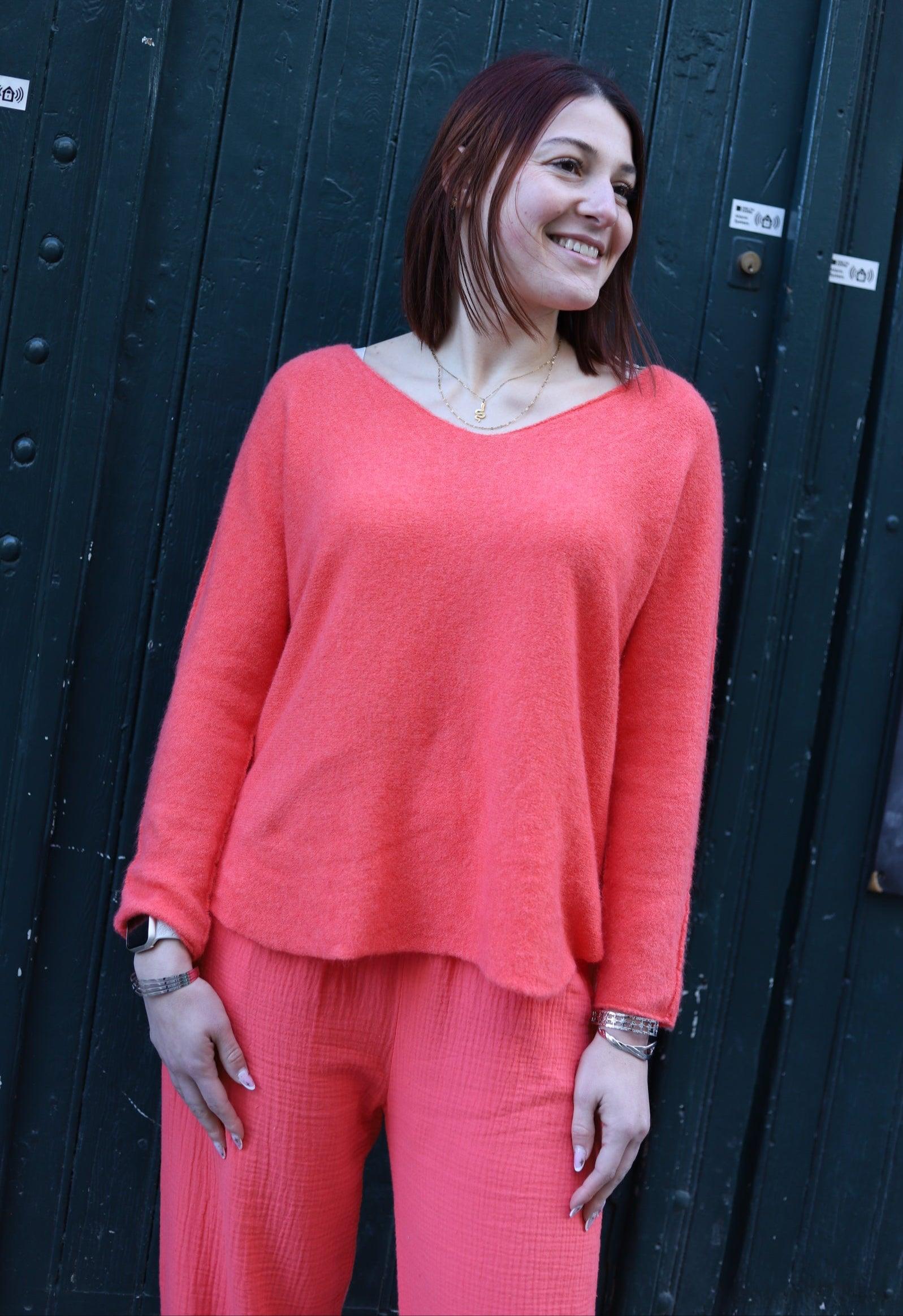 Pull en Maille Douce corail - beautifulshop - boutique sur Angoulême