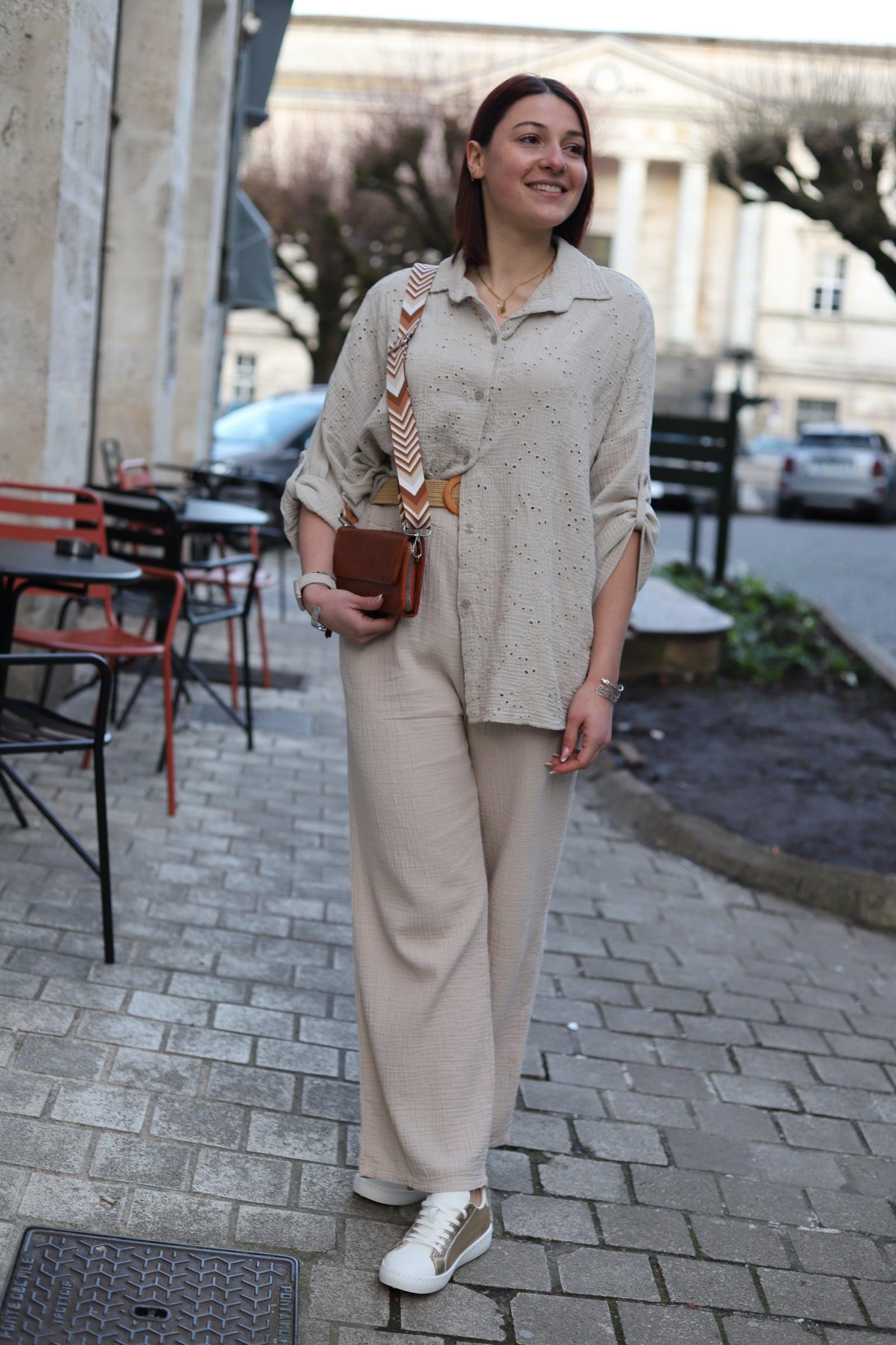 Pantalon Large en Gaze de Coton - beautifulshop - boutique de vêtements femmes en Poitou Charente