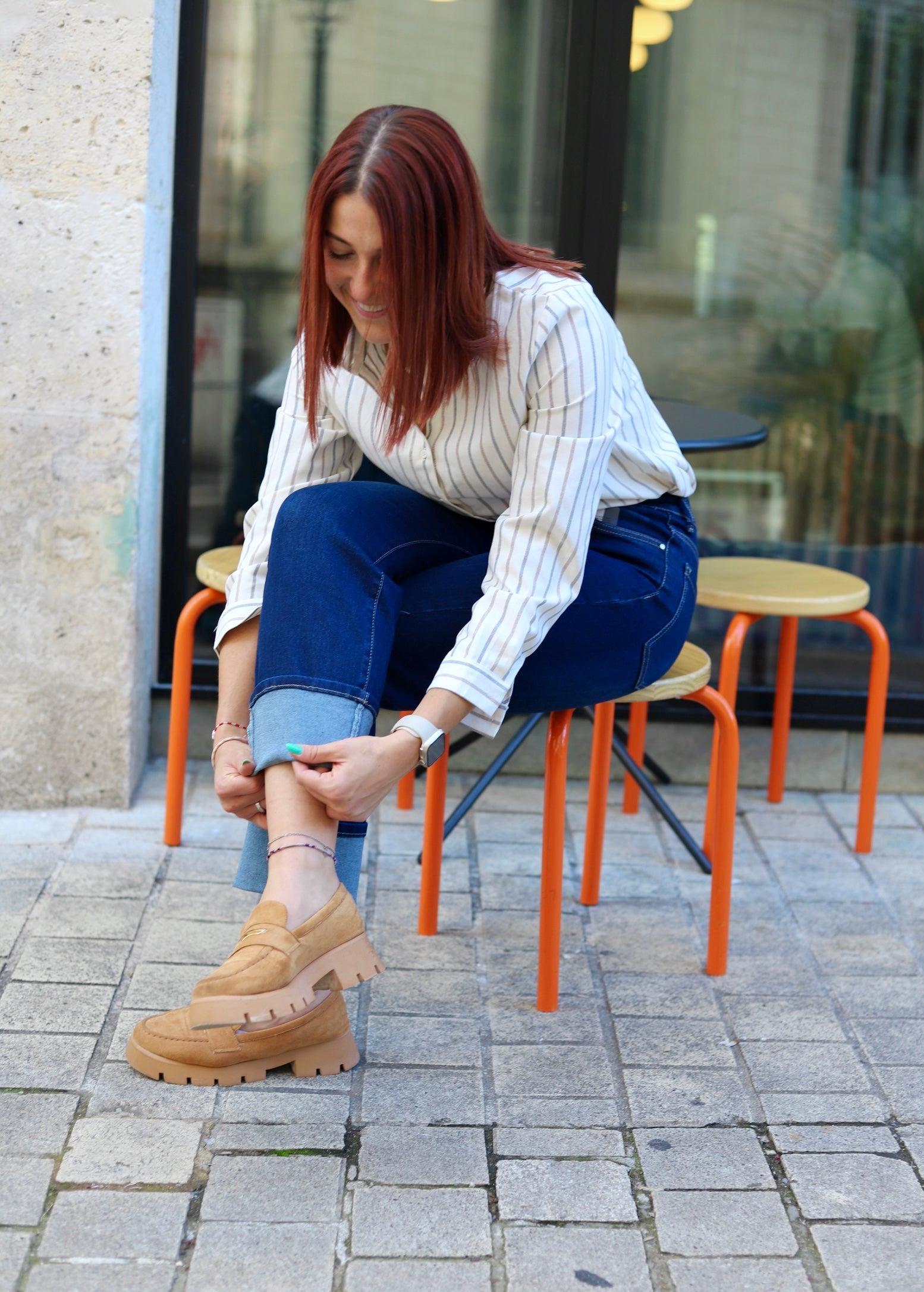 Jean Droit Stretch à Revers-beautifulshop