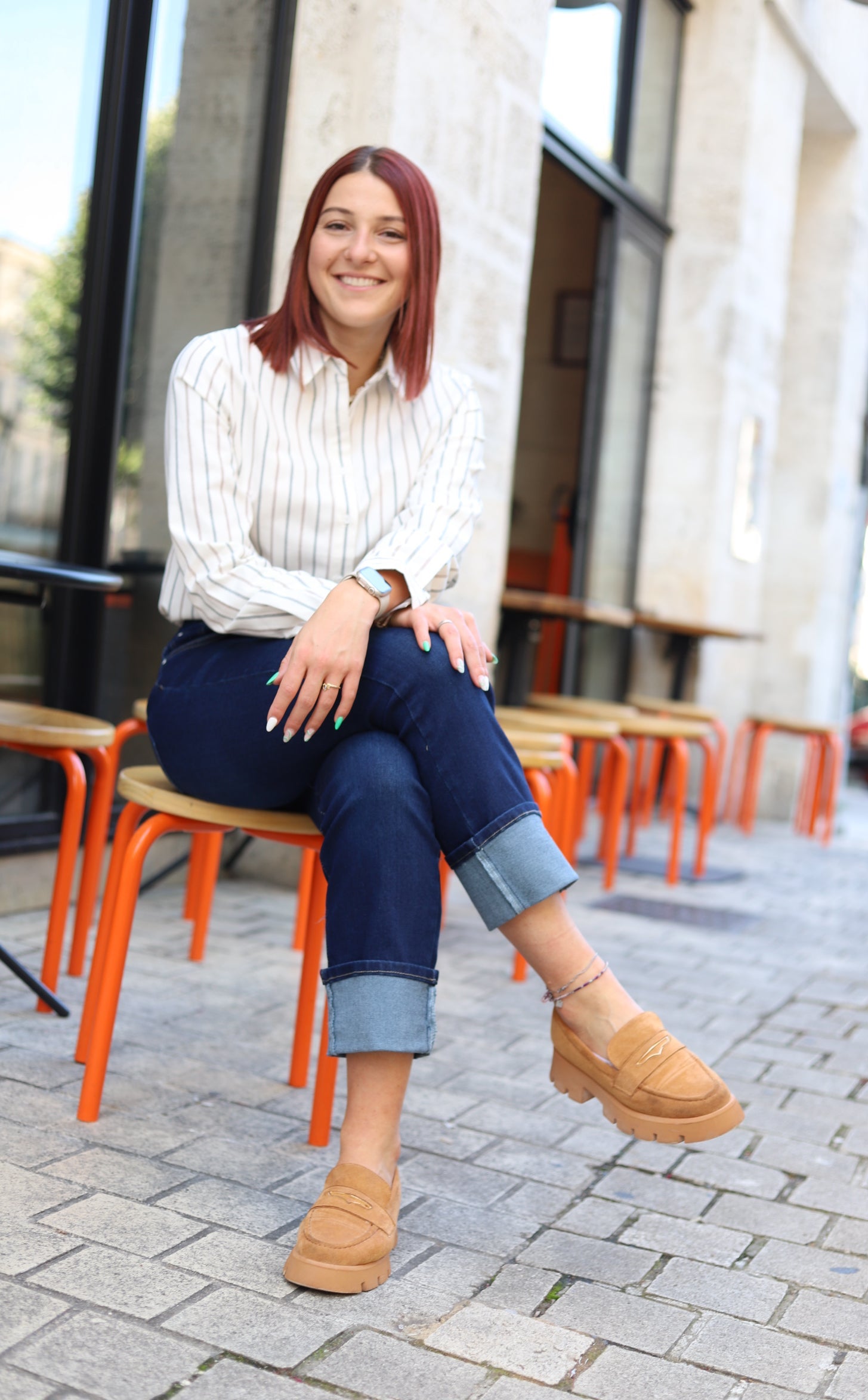 Jean Droit Stretch à Revers-beautifulshop