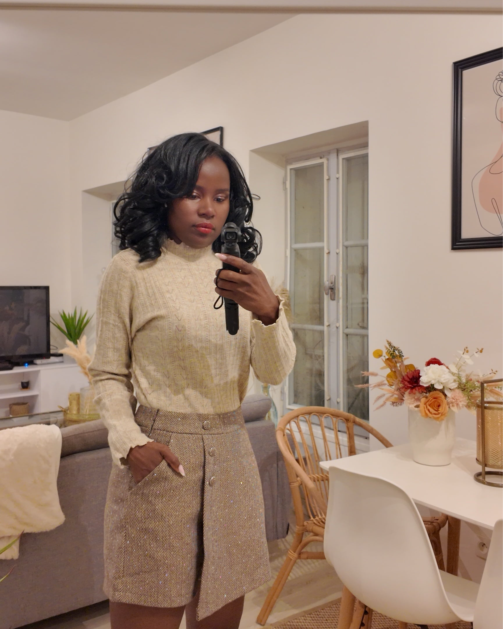 Jupe-short femme – Motif chevron marron-beautifulshop