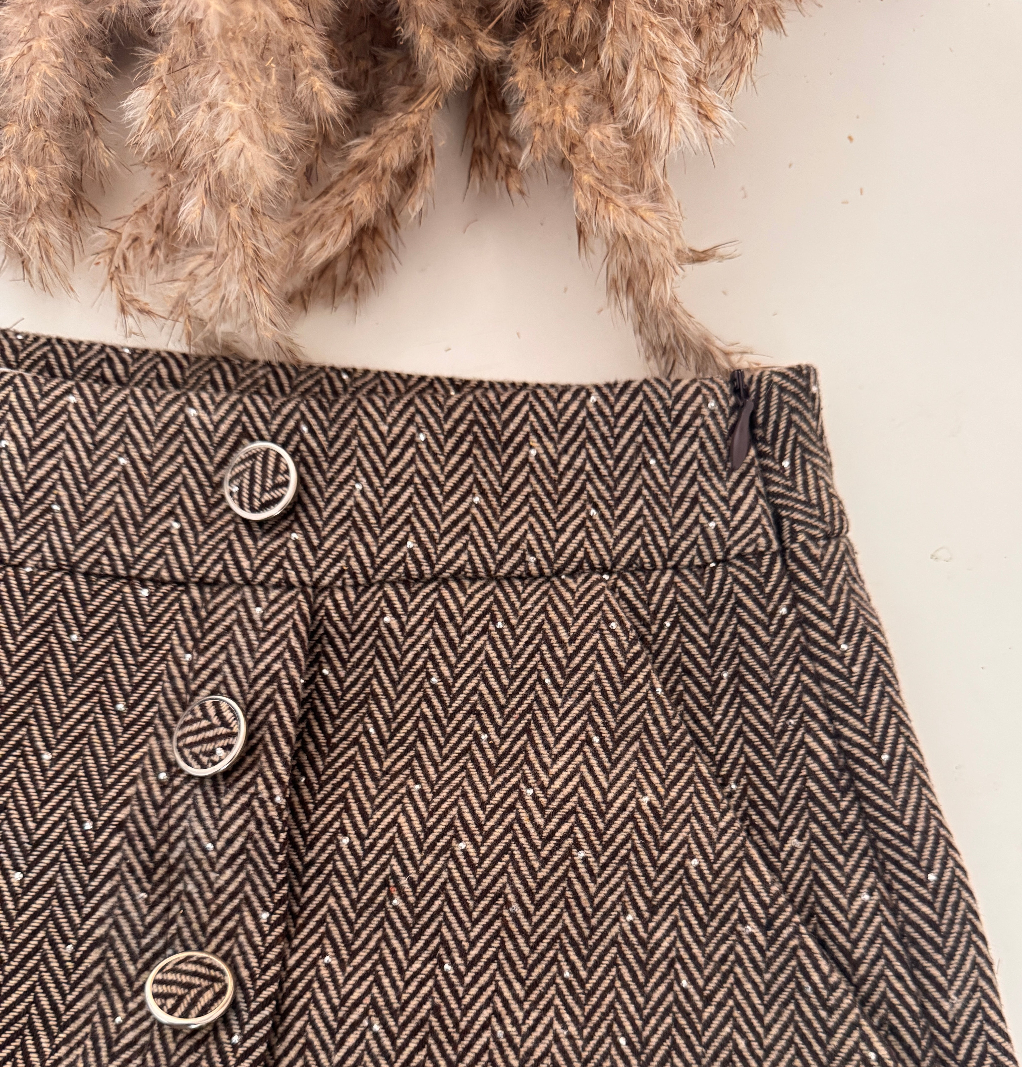 Jupe-short femme – Motif chevron marron-beautifulshop