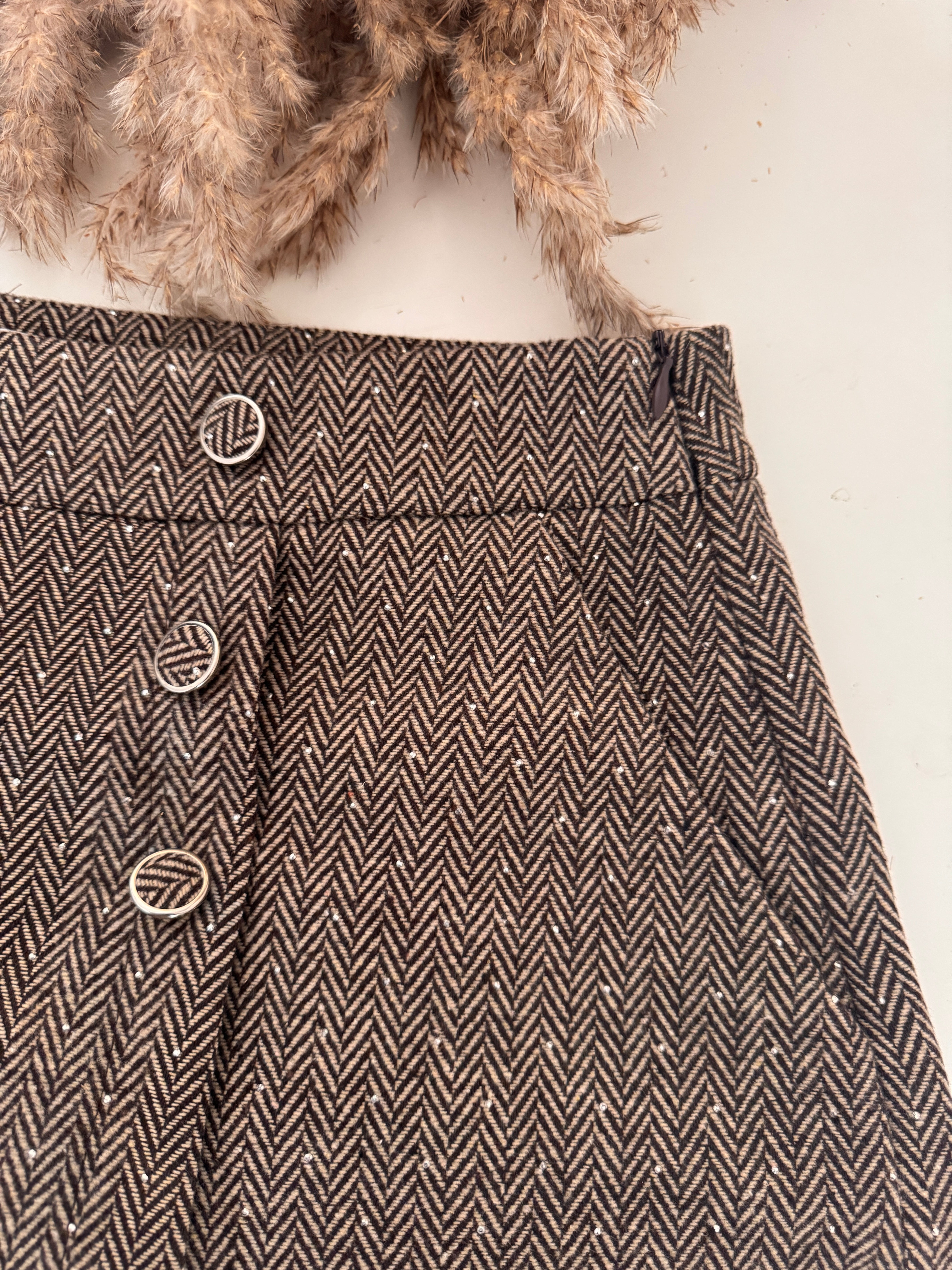 Jupe-short femme – Motif chevron marron-beautifulshop