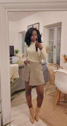 Jupe-short femme – Motif chevron marron-beautifulshop