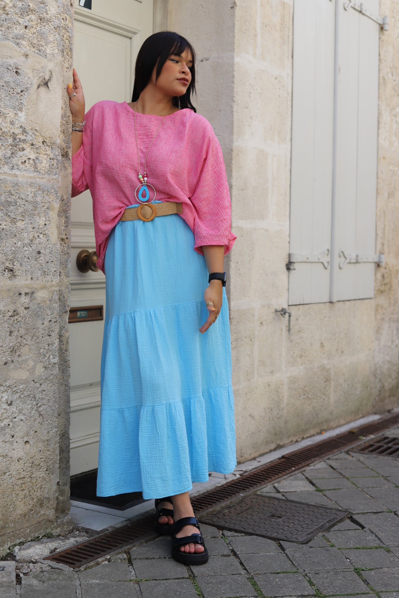 Jupe Longue en Gaze de Coton – avec Ceinture Incluse-beautifulshop