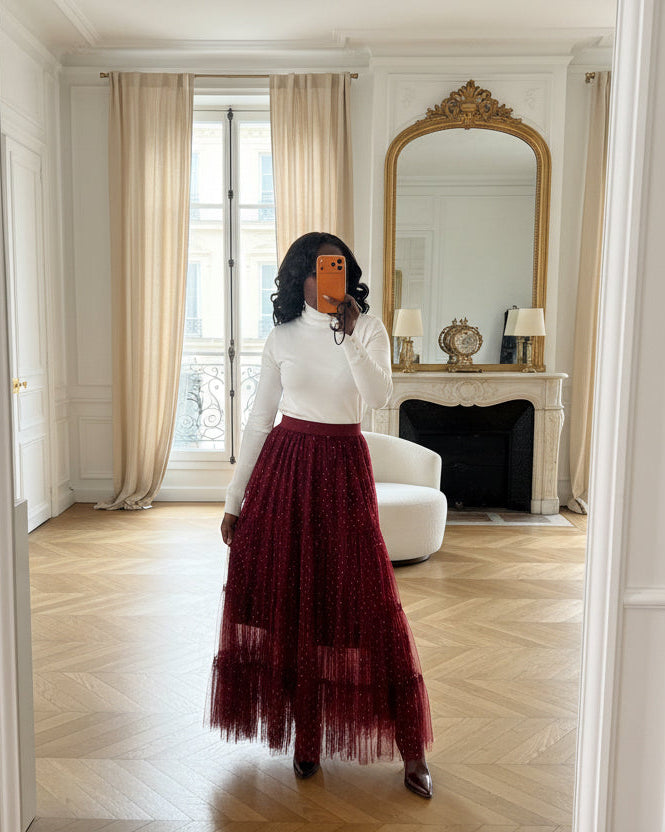 Jupe Longue en Tulle Bordeau-BEAUTIFULSHOP 5