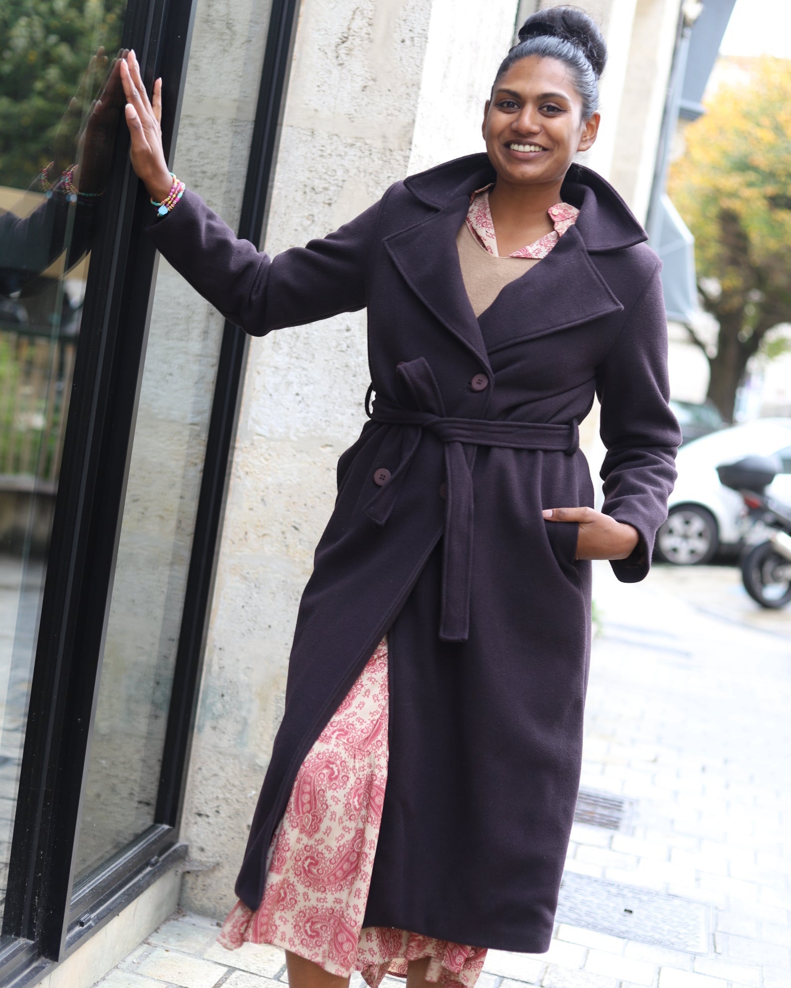 Manteau long ceinturé femme chocolat – Élégant & tendance | Beautiful Shop