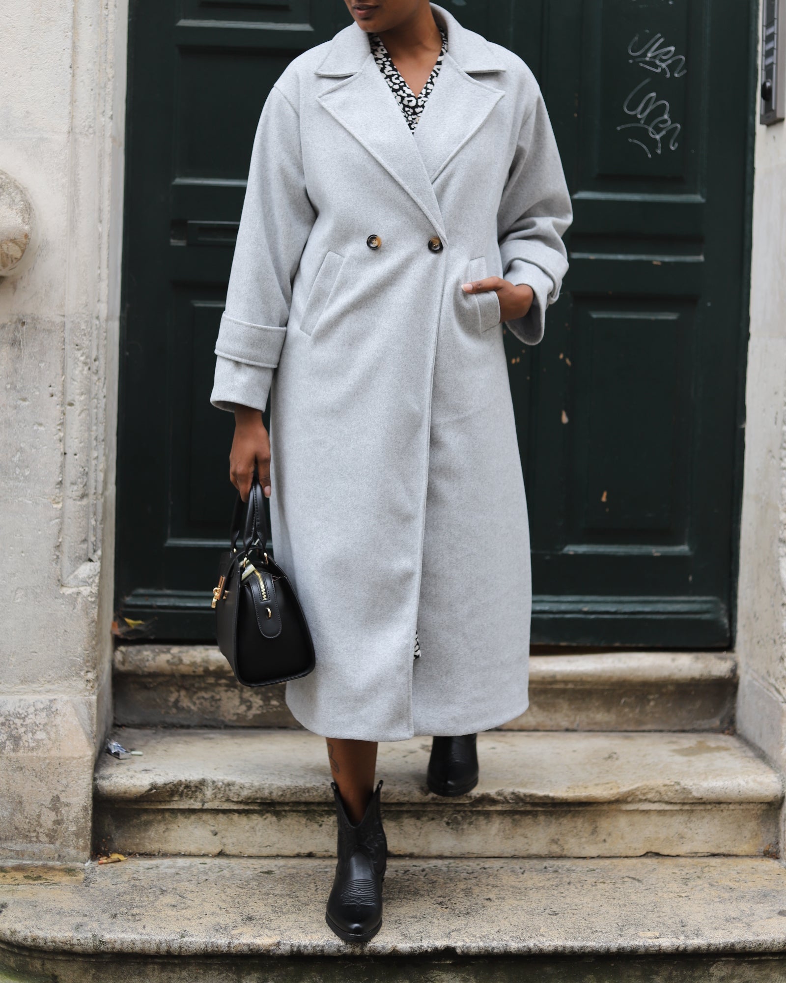 Manteau long ceinturé gris femme – Élégant et chaud | Beautiful Shop