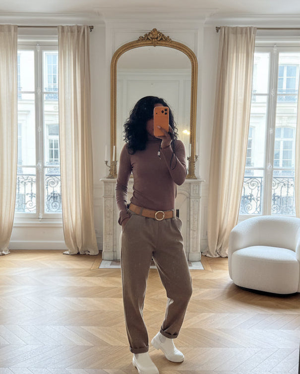 Pantalon Confort Taille Élastique avec Ceinture – Made in Italy-beautifulshop