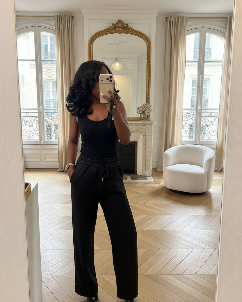 Pantalon Jogging Femme Élégant et Confortable – Coupe Droite & Taille Cordon-beautifulshop