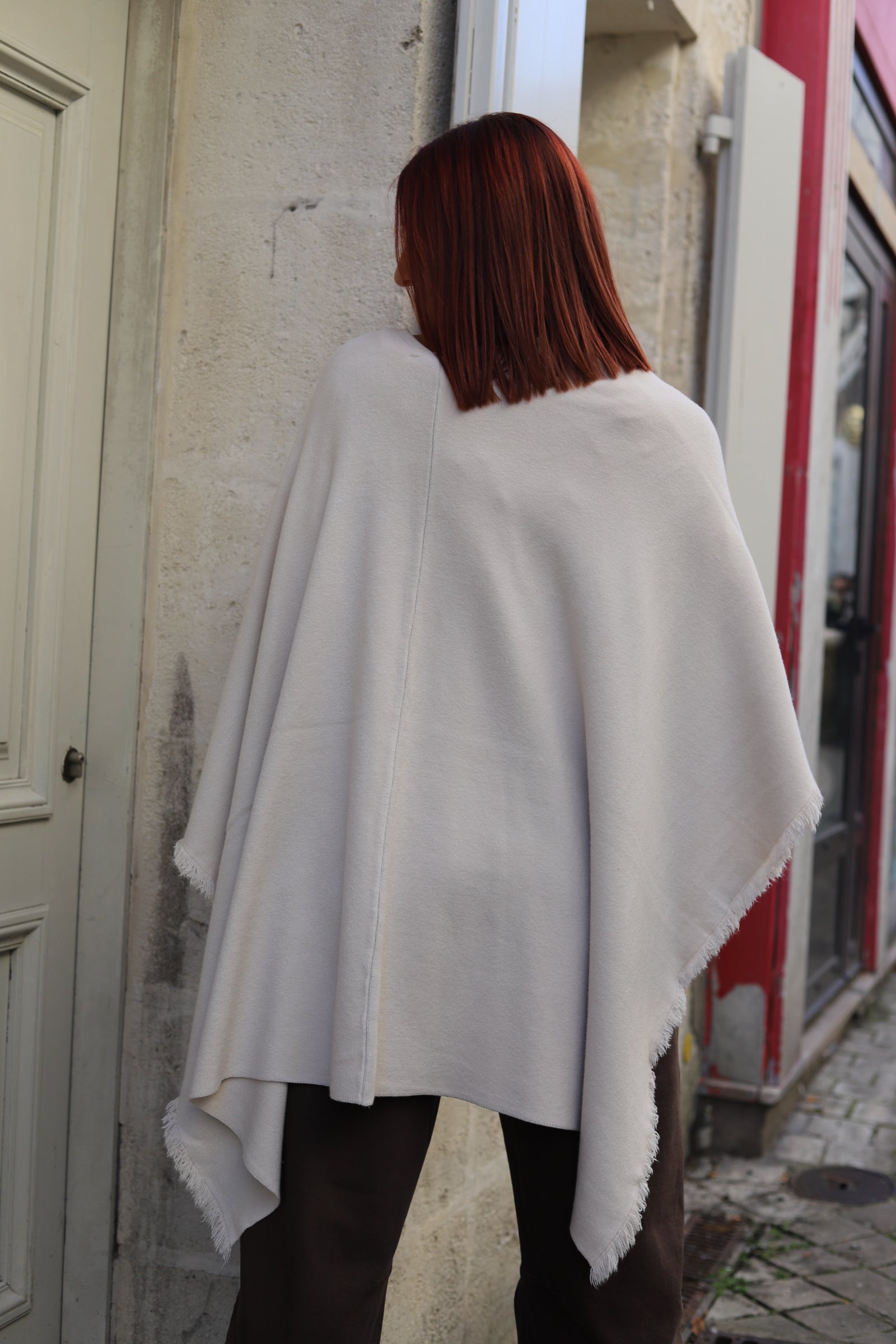 Poncho écru à nouer