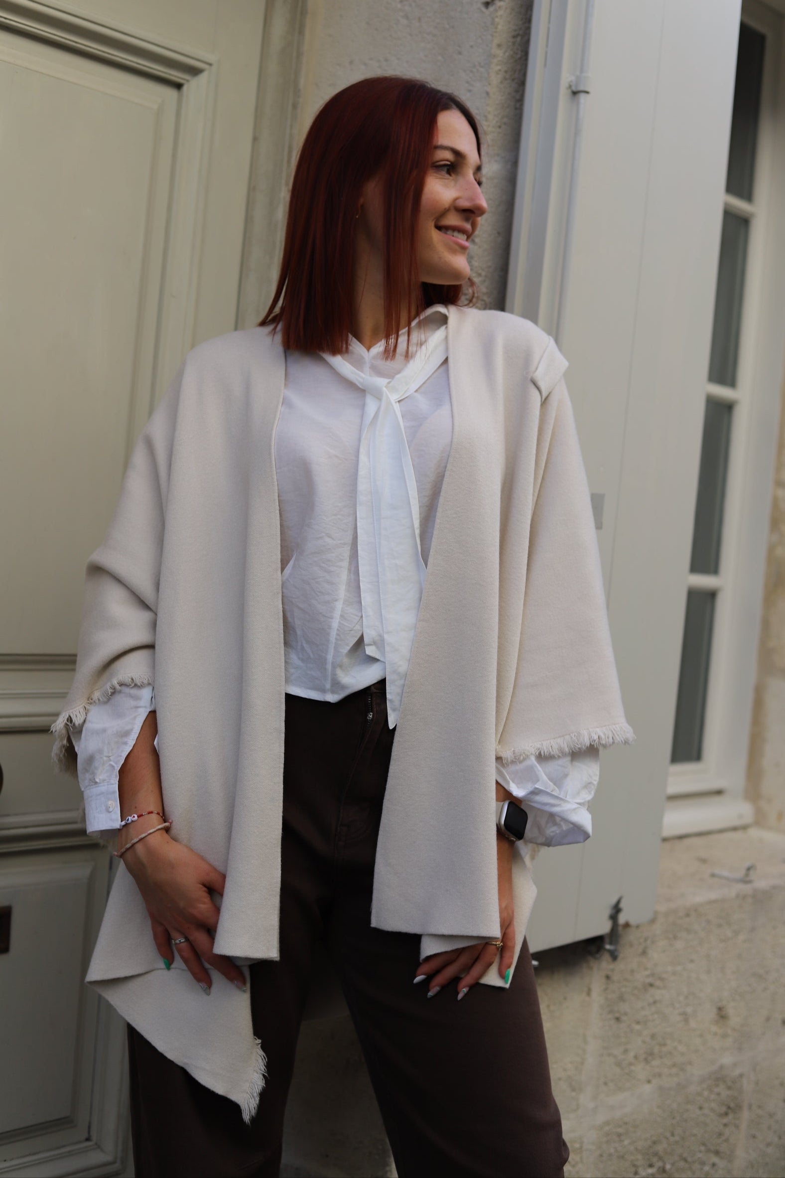 Poncho écru à nouer