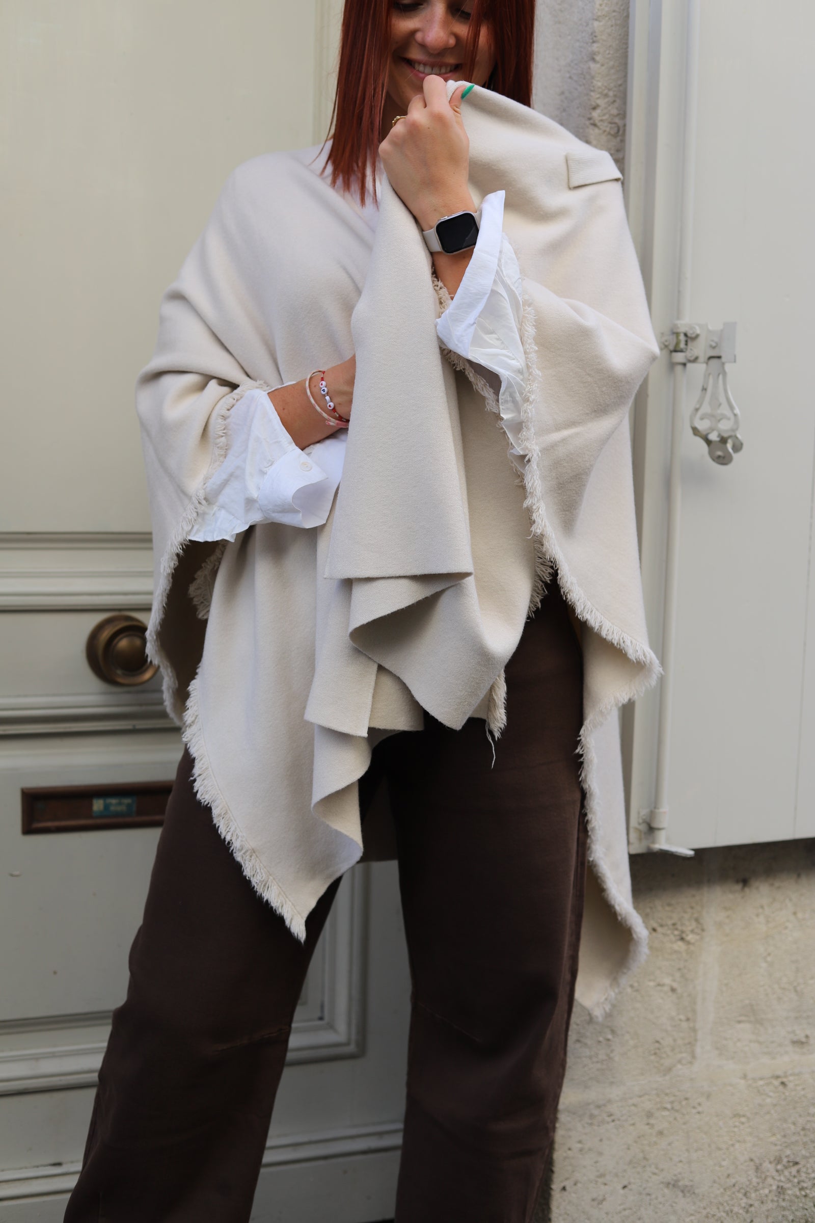 Poncho écru à nouer