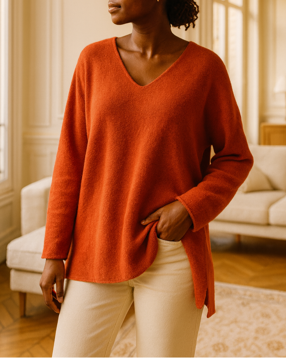 Pull Col V– Coupe Oversize-beautifulshop