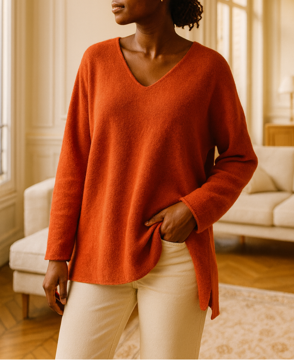 Pull Col V– Coupe Oversize-beautifulshop