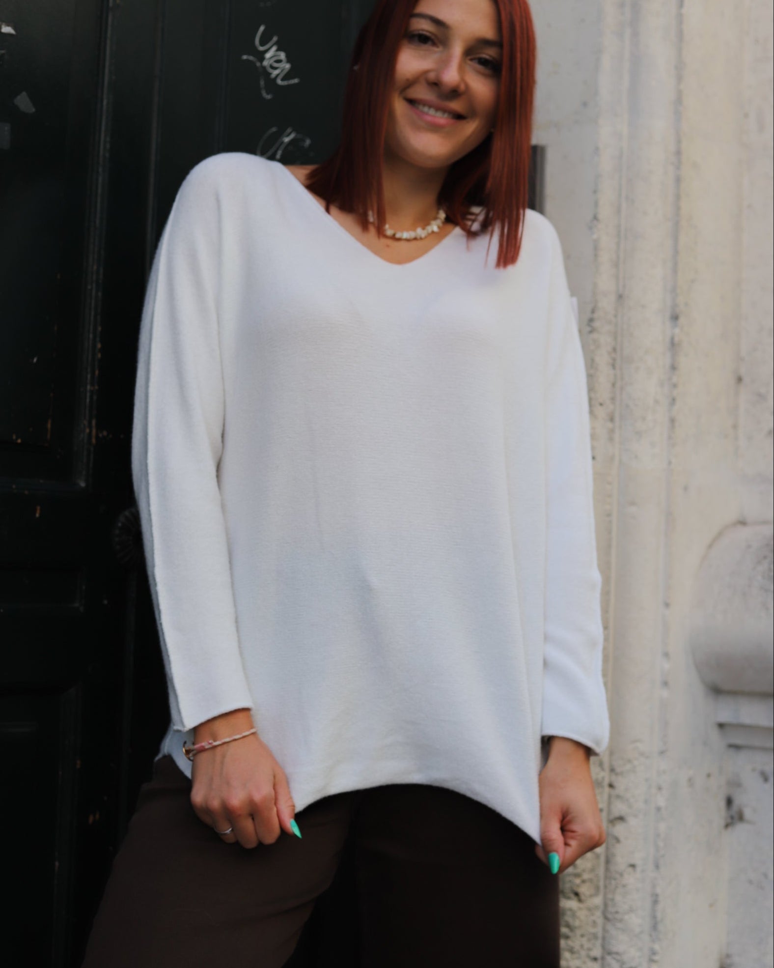 Pull Col V– Coupe Oversize-beautifulshop