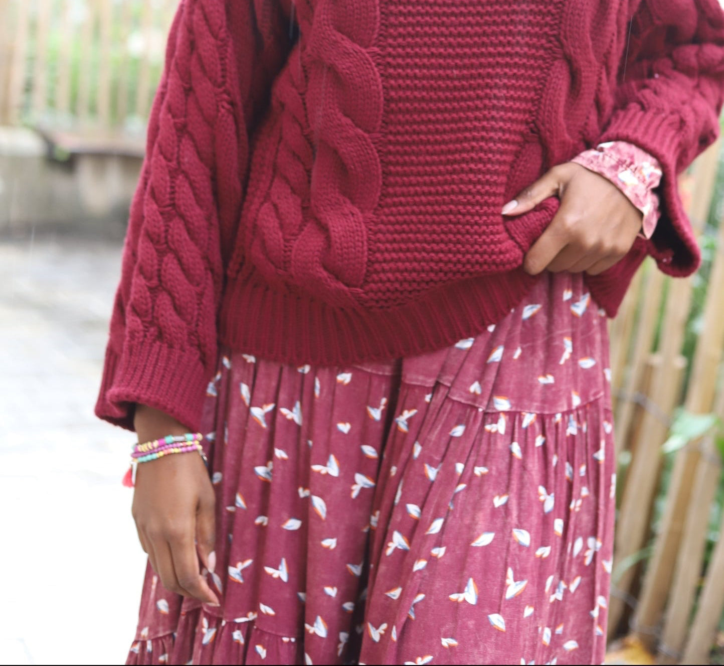 Pull Torsadé Bordeaux