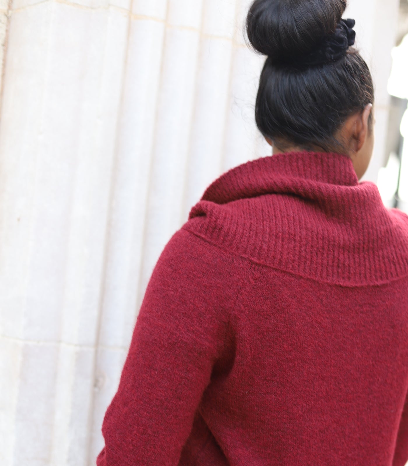 Pull bordeaux col drapé femme – Maille chaude italienne automne hiver _ beautifulshop