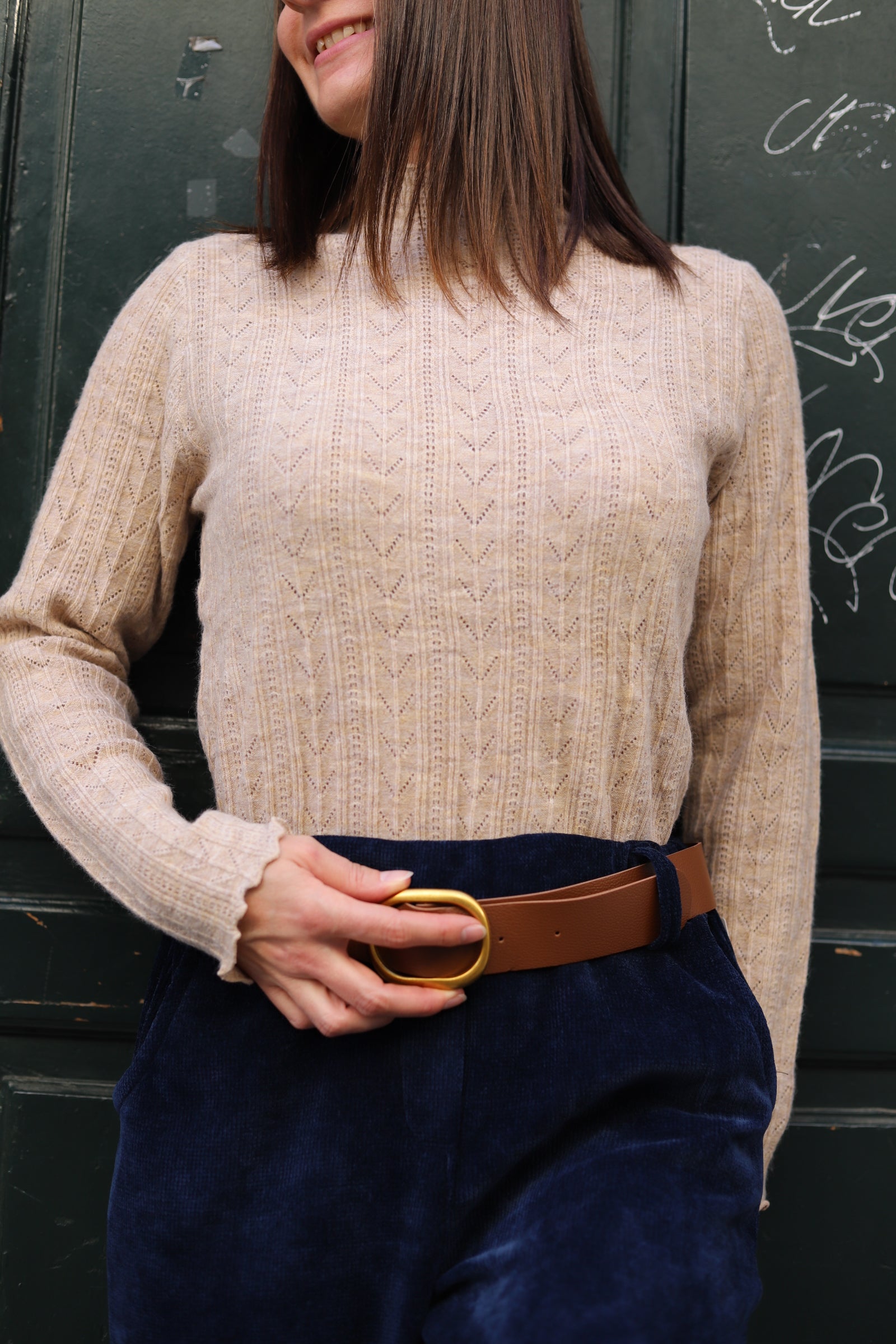 Pull col montant ajouré femme – Maille douce & détails festonnés-beautifulshop-boutique angouleme