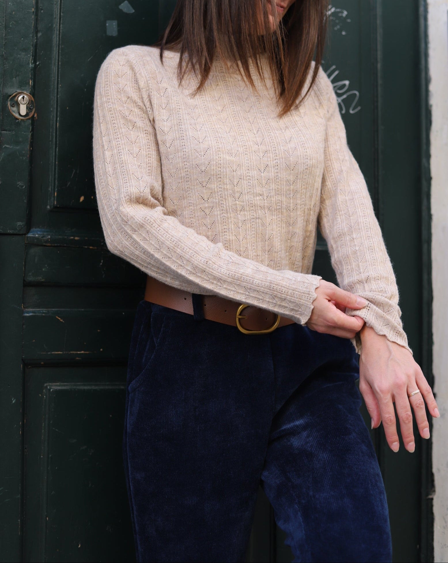 Pull col montant ajouré femme – Maille douce & détails festonnés-beautifulshop-boutique angouleme