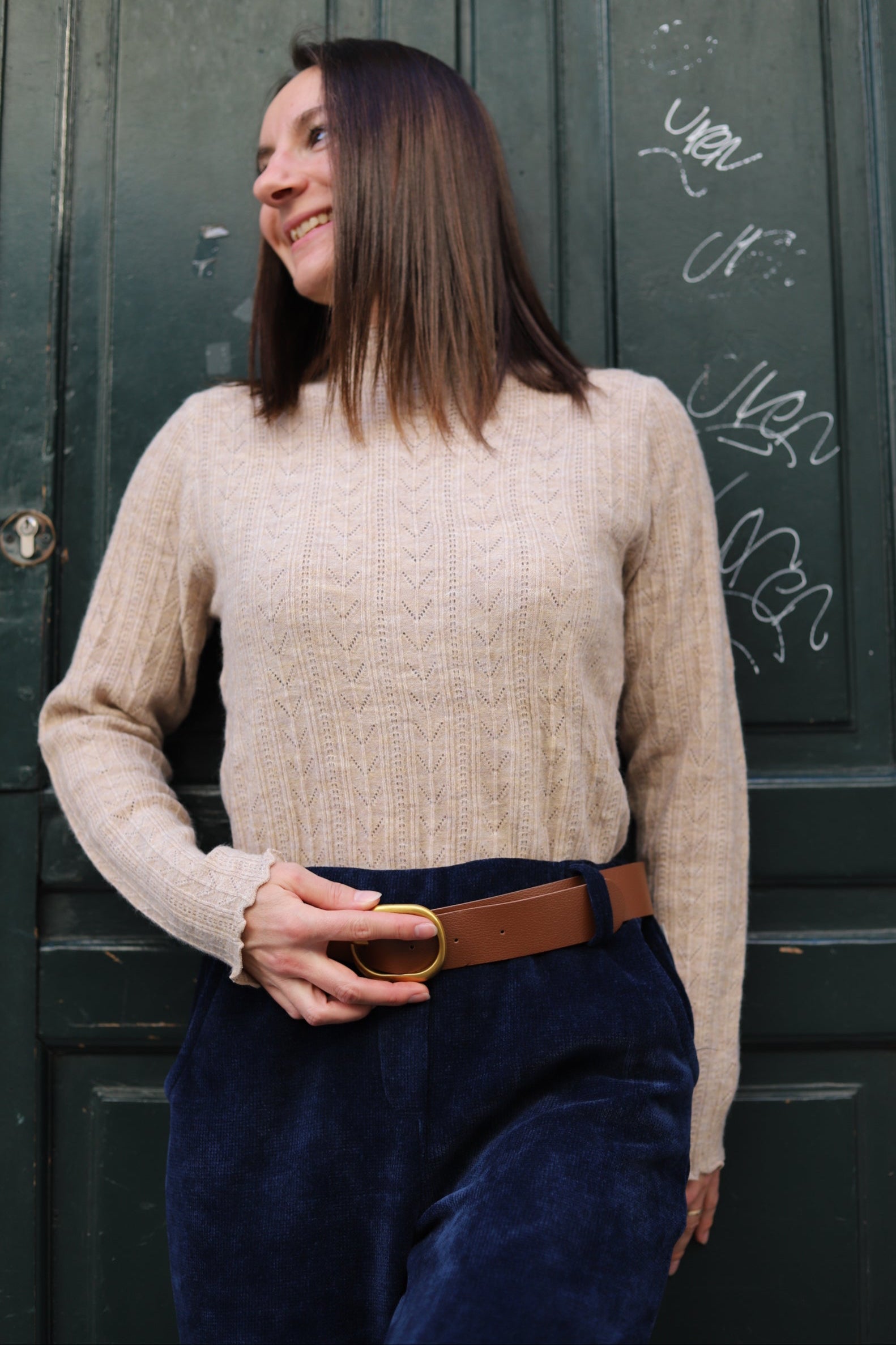 Pull col montant ajouré femme – Maille douce & détails festonnés-beautifulshop-boutique angouleme